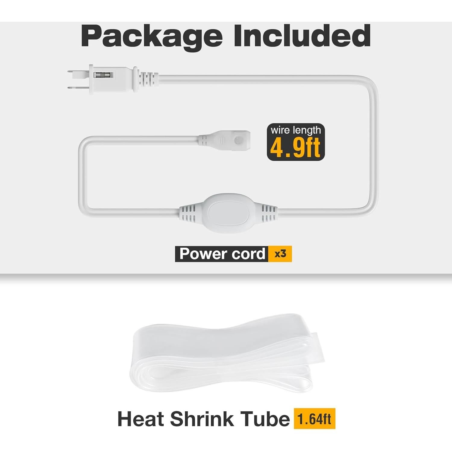 Paquete de 3 Cables de Alimentación HRG para Luz Neón COB 1.5m