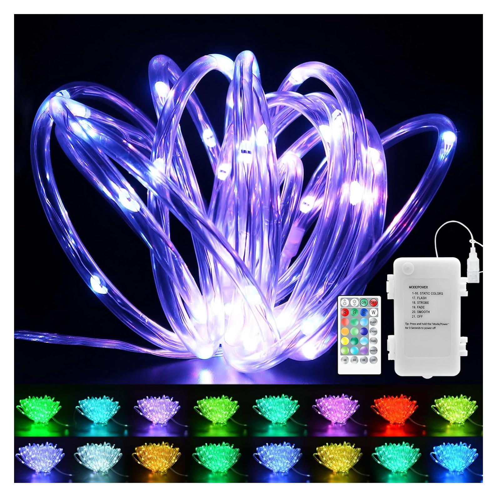 Luces de Cuerda Echosari 16m RGB a Pilas con Control Remoto