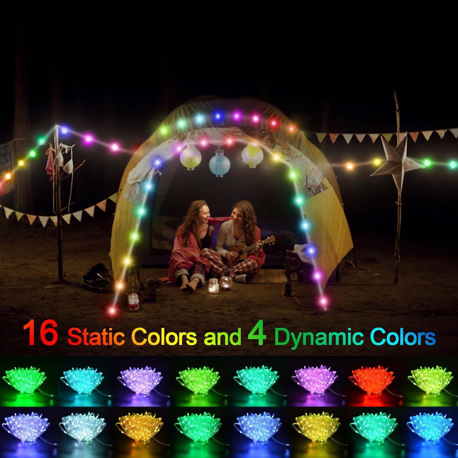 Luces de Cuerda Echosari 16m RGB a Pilas con Control Remoto