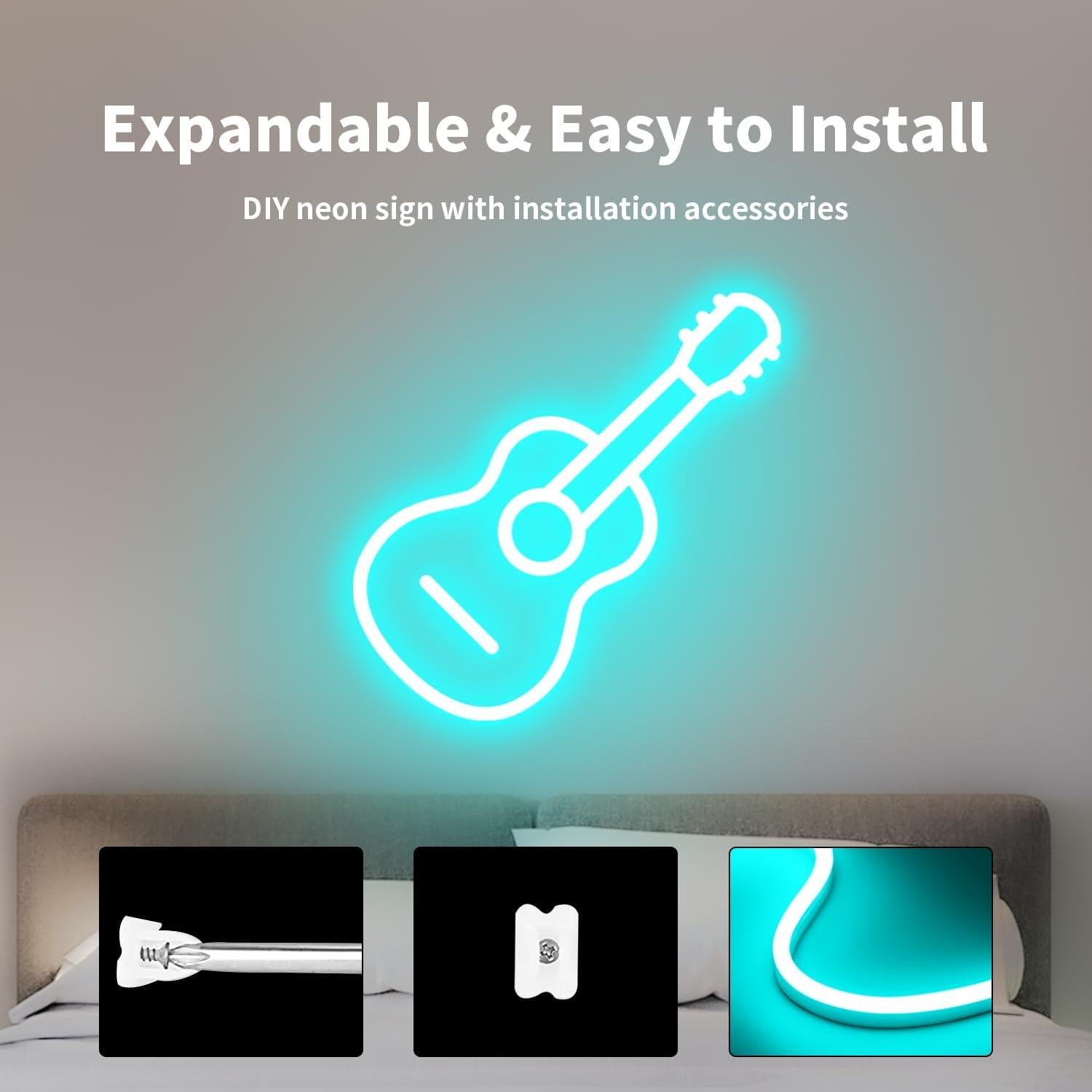 Tira de Luz LED Neón RQ 5m 12V Azul Hielo Regulable IP65