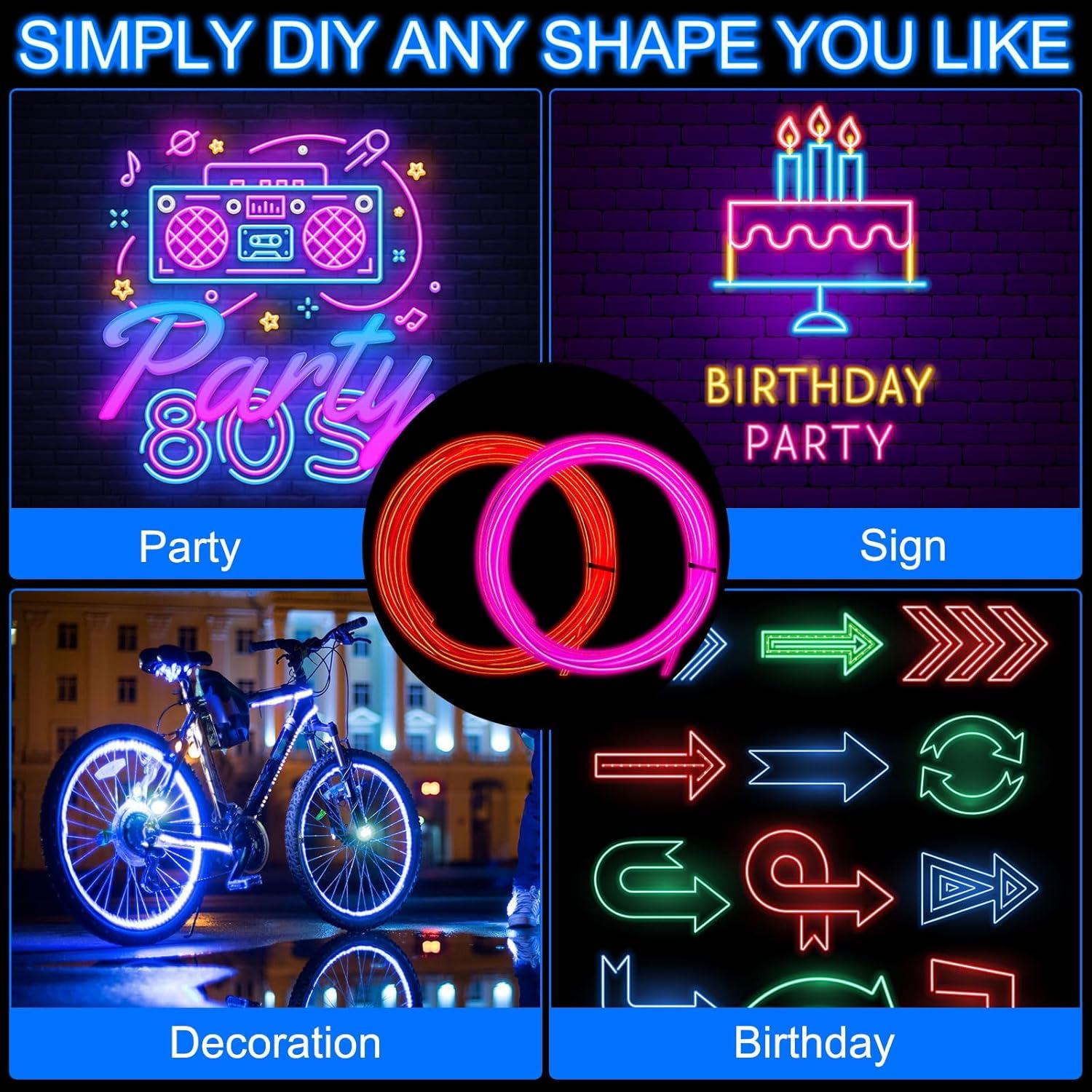 30 Luces Neón EL Wire Portátil Retisee 2m Cortables LED