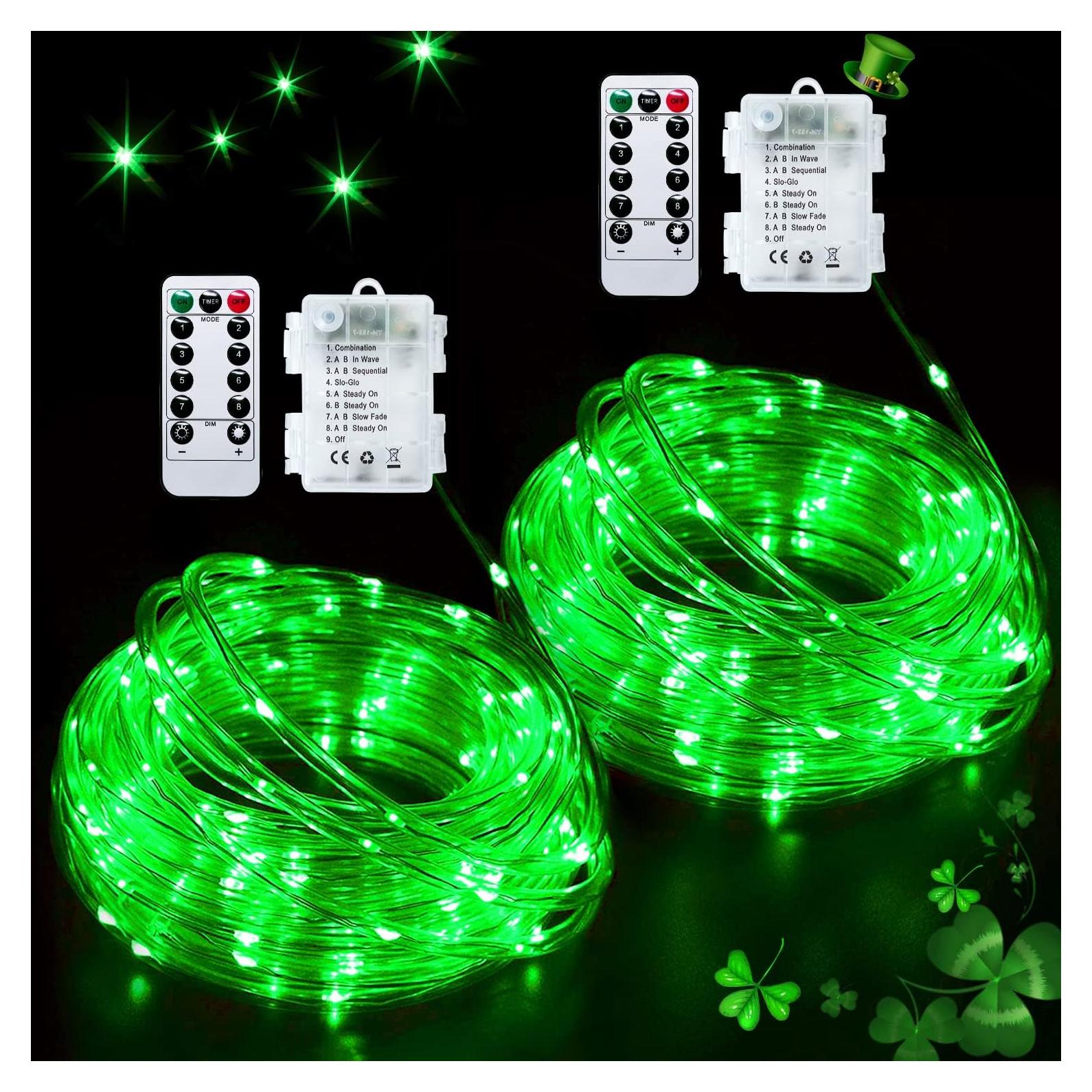 Luces de Cuerda Verde a Batería 200LED con Control Remoto