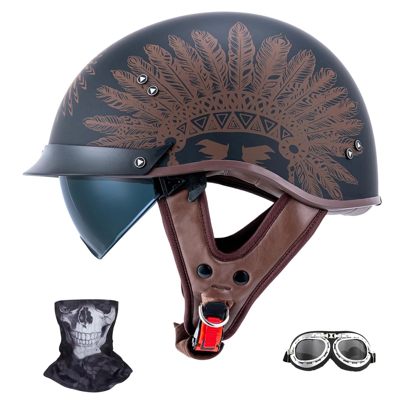 Casco de motocicleta JQF Gear MM107 Grande con visera solar