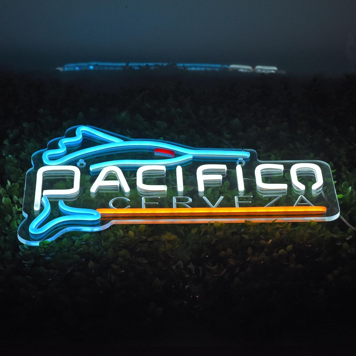 Cartel de Neón LED Pacifico Cerveza 420mm x 330mm Regulable
