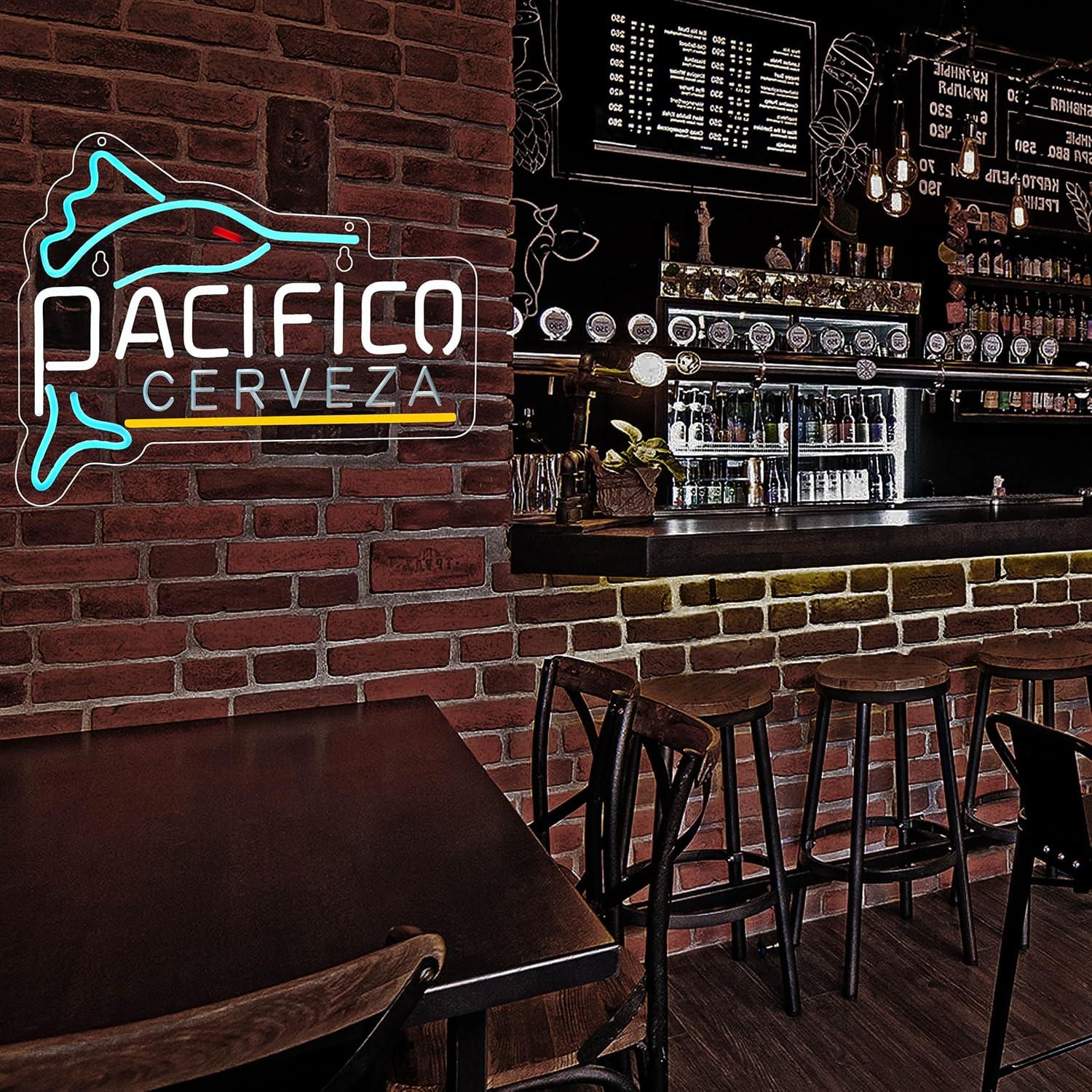 Cartel de Neón LED Pacifico Cerveza 420mm x 330mm Regulable