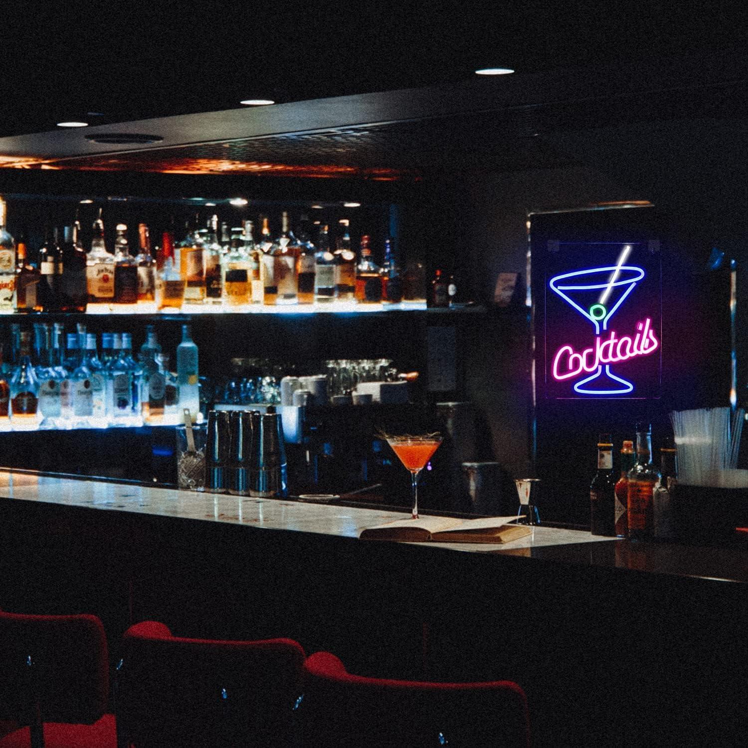 Cartel de Neón LED LUCUNSTAR Vaso de Cóctel 42x30cm