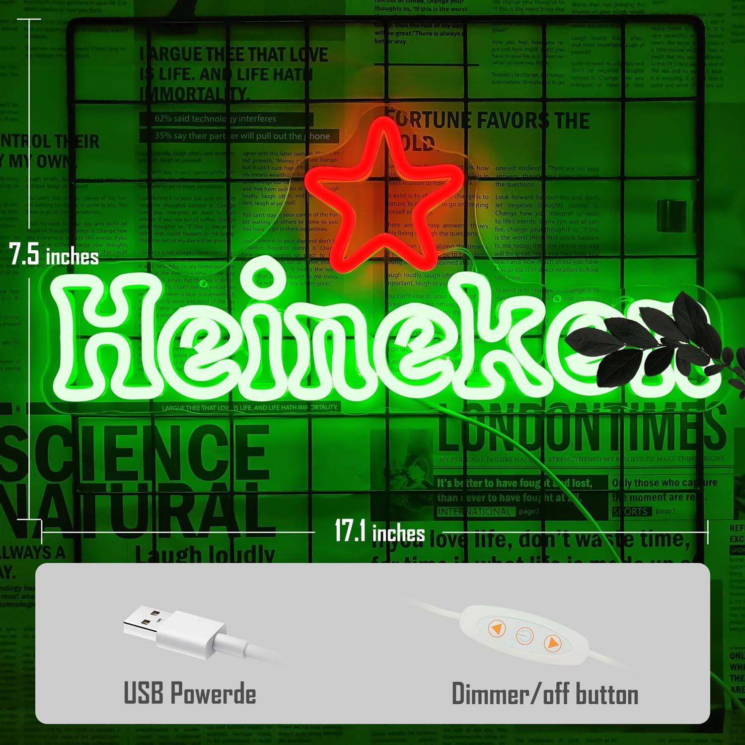 Cartel de Neón de Cerveza JooeTuu Verde Regulable 42.7x32.9cm