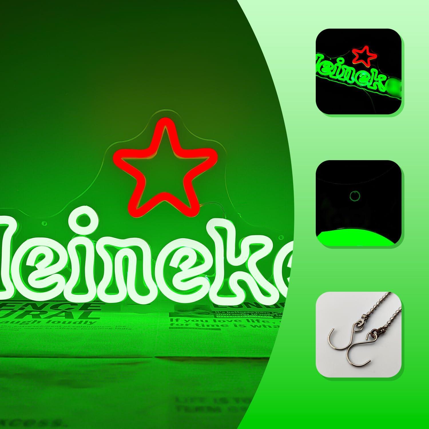 Cartel de Neón de Cerveza JooeTuu Verde Regulable 42.7x32.9cm