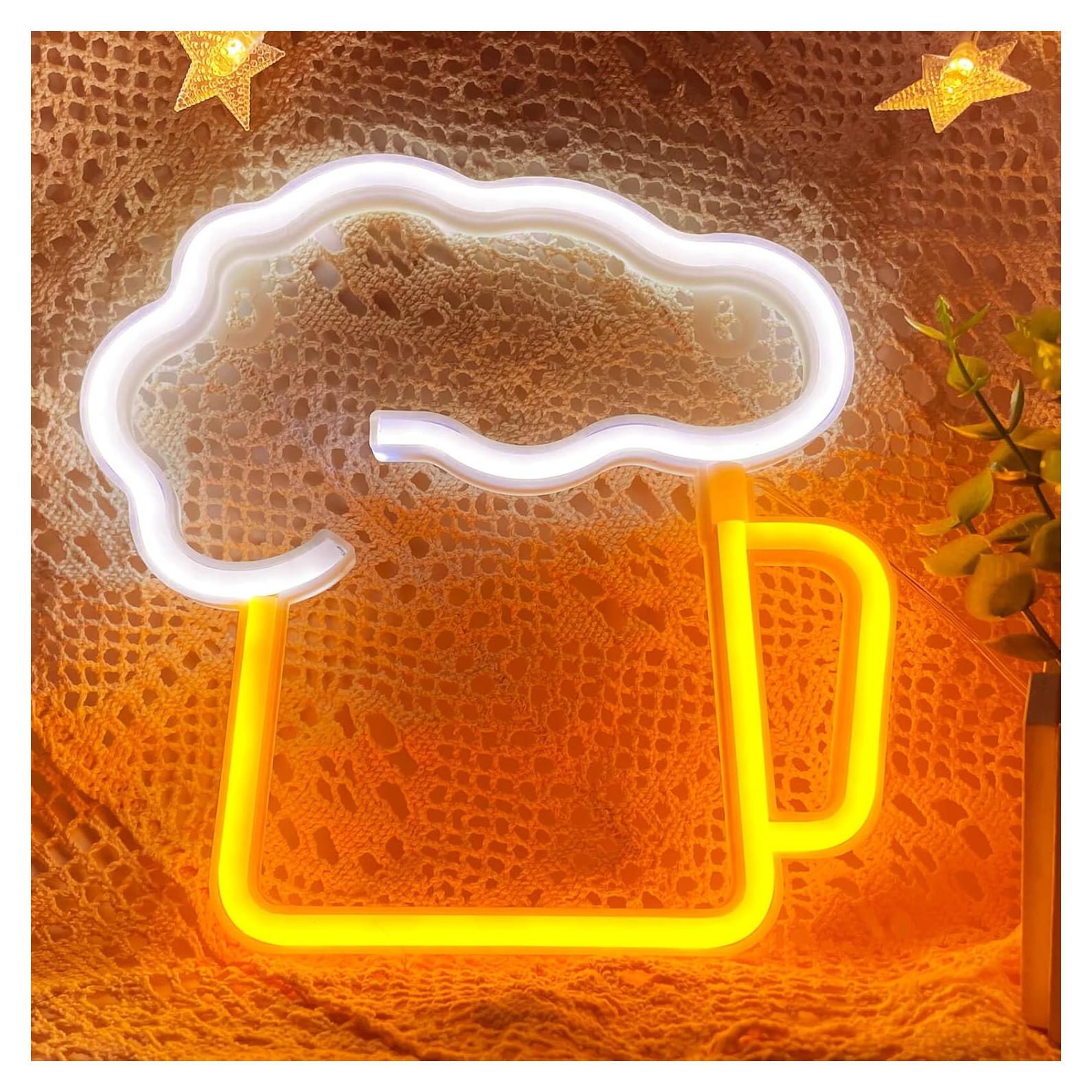 Letrero de Neón de Cerveza VIFULIN LED USB/Batería 19.3x20cm