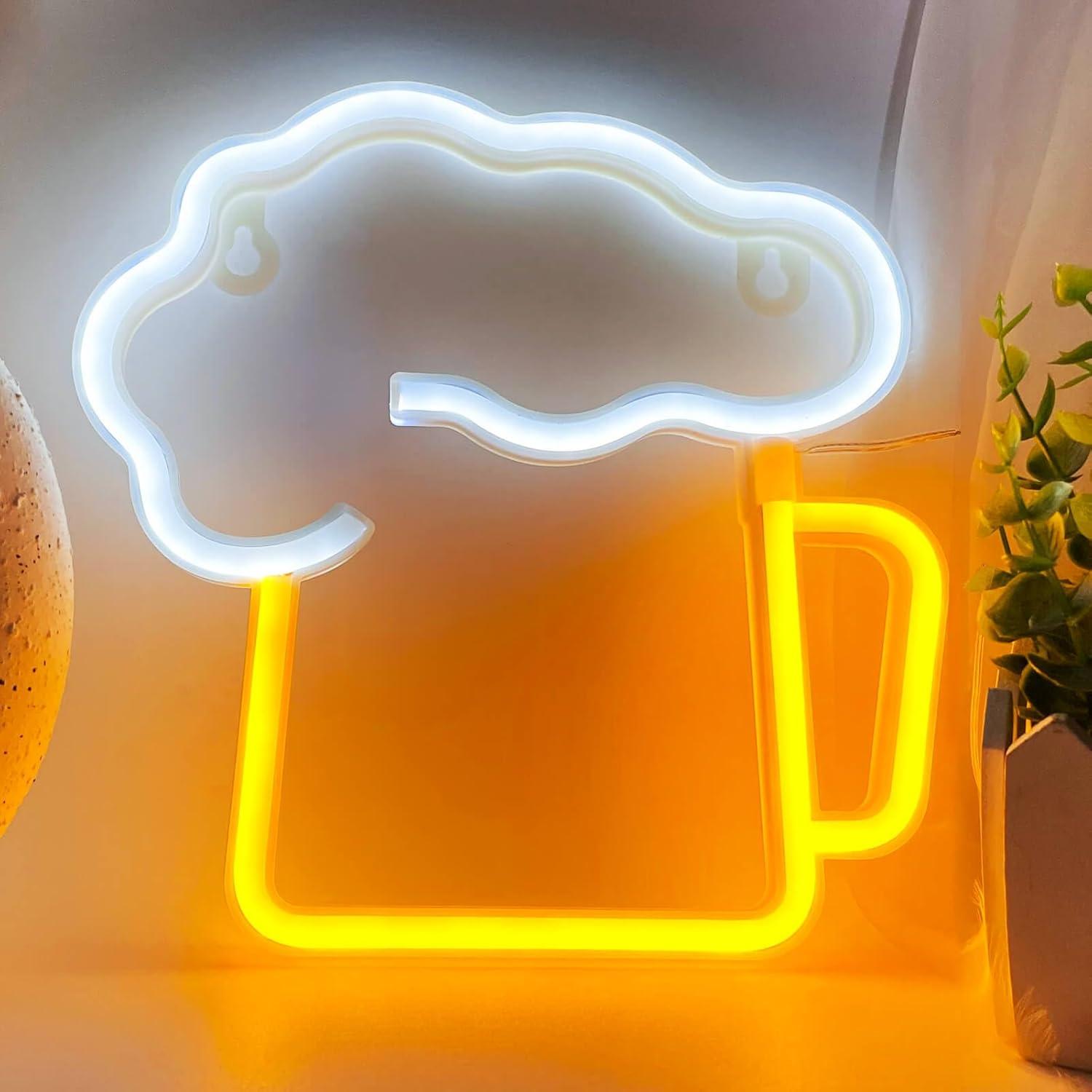 Letrero de Neón de Cerveza VIFULIN LED USB/Batería 19.3x20cm