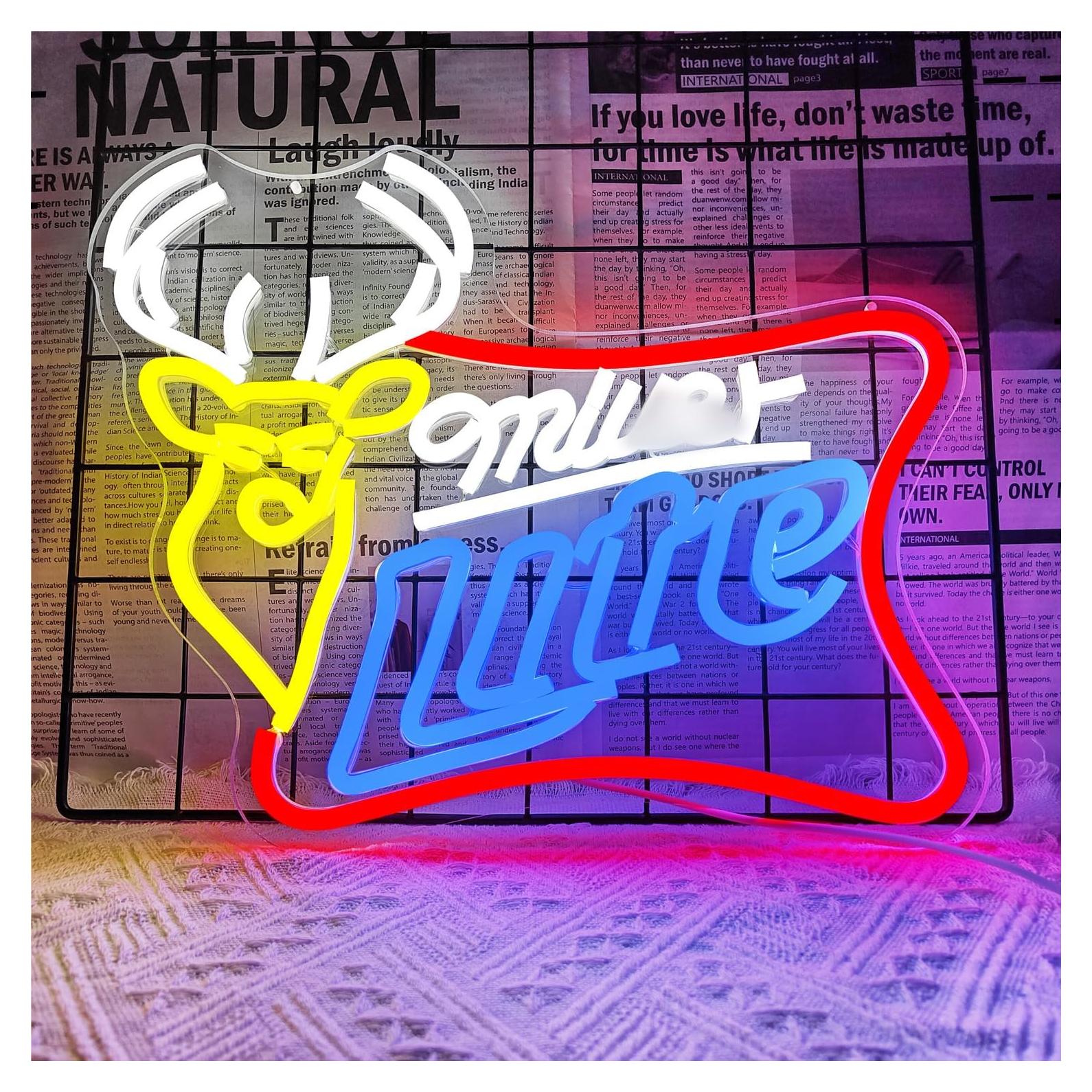 Cartel de Neón JooeTuu Cerveza Ciervo Blanca Dimmable 42.7x33.1cm