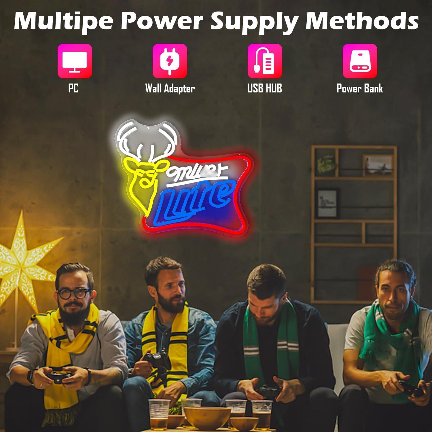 Cartel de Neón JooeTuu Cerveza Ciervo Blanca Dimmable 42.7x33.1cm