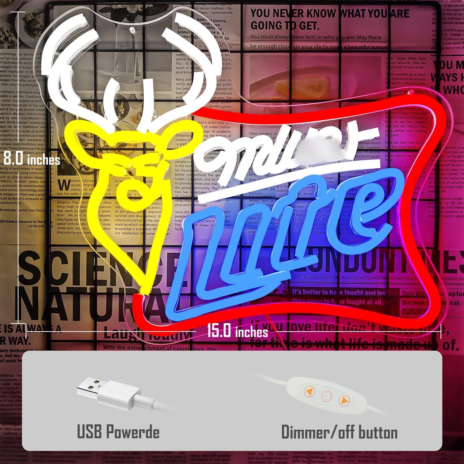 Cartel de Neón JooeTuu Cerveza Ciervo Blanca Dimmable 42.7x33.1cm