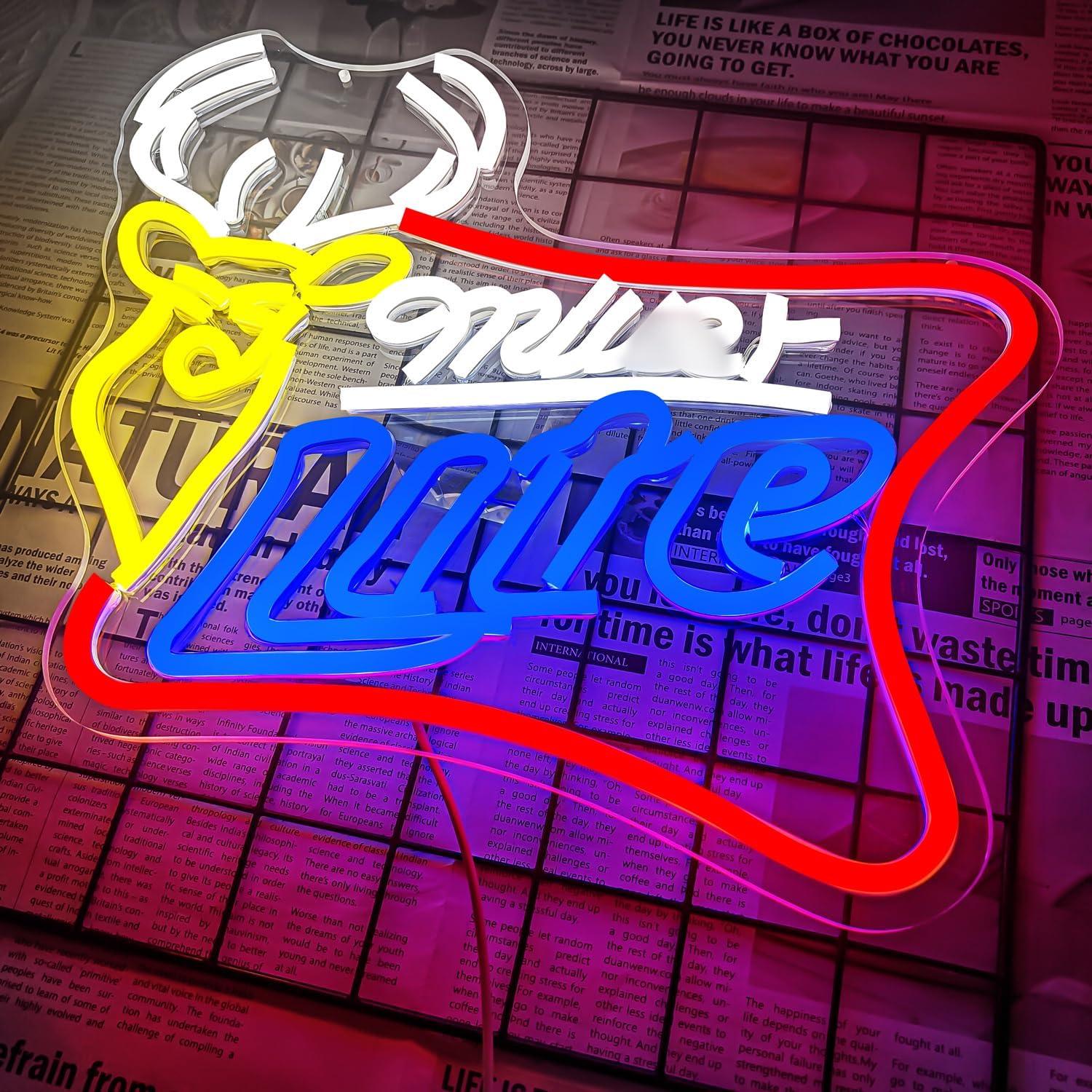 Cartel de Neón JooeTuu Cerveza Ciervo Blanca Dimmable 42.7x33.1cm