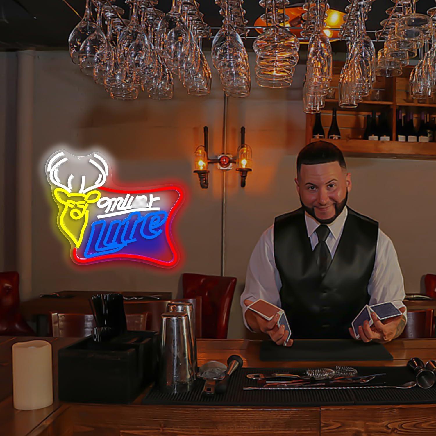 Cartel de Neón JooeTuu Cerveza Ciervo Blanca Dimmable 42.7x33.1cm