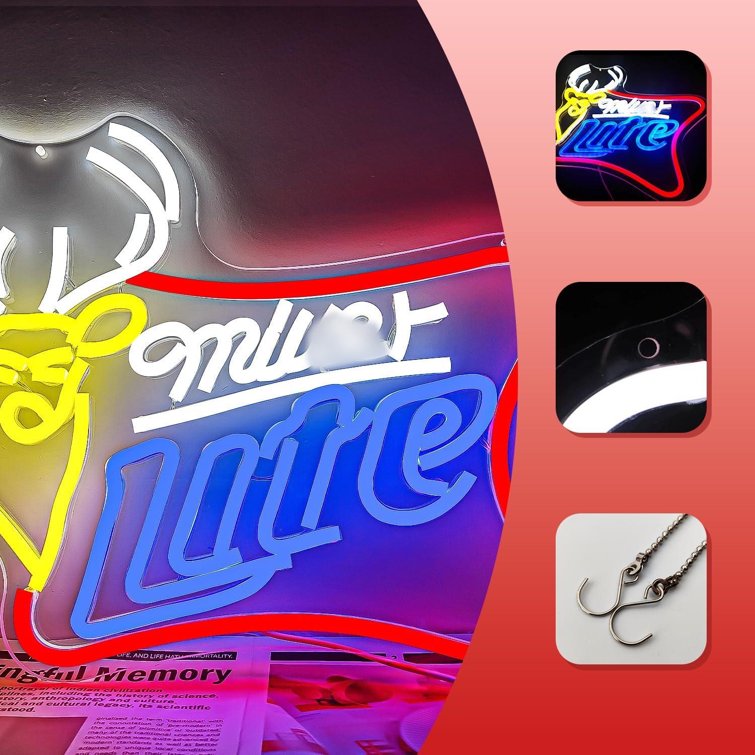 Cartel de Neón JooeTuu Cerveza Ciervo Blanca Dimmable 42.7x33.1cm