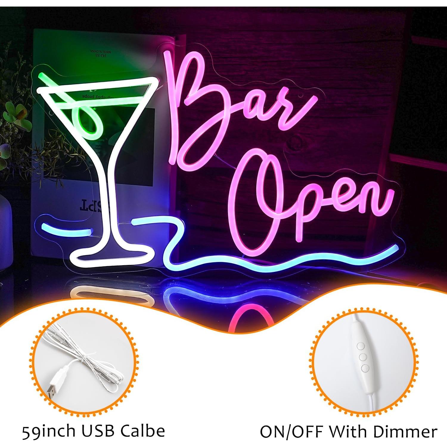 Cartel Abierto de Neón Dimmable LISIGNVE 42.4x27.9cm