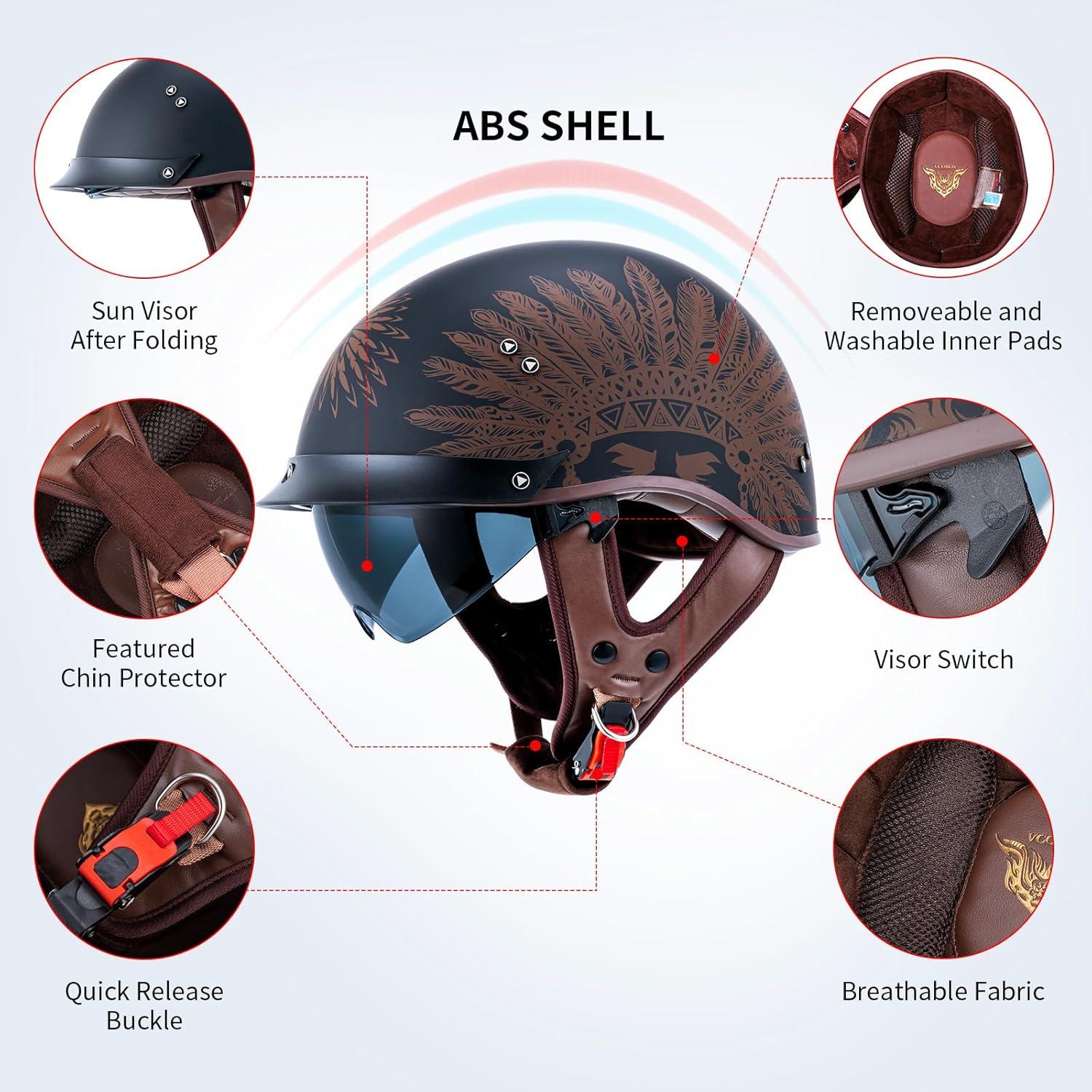 Casco de motocicleta JQF Gear MM107 XXL cara abierta