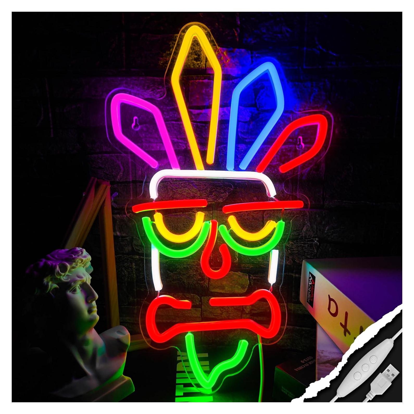 Letrero de Neón LED WAMPUTO Tiki Bar 38.1x21.1 cm USB