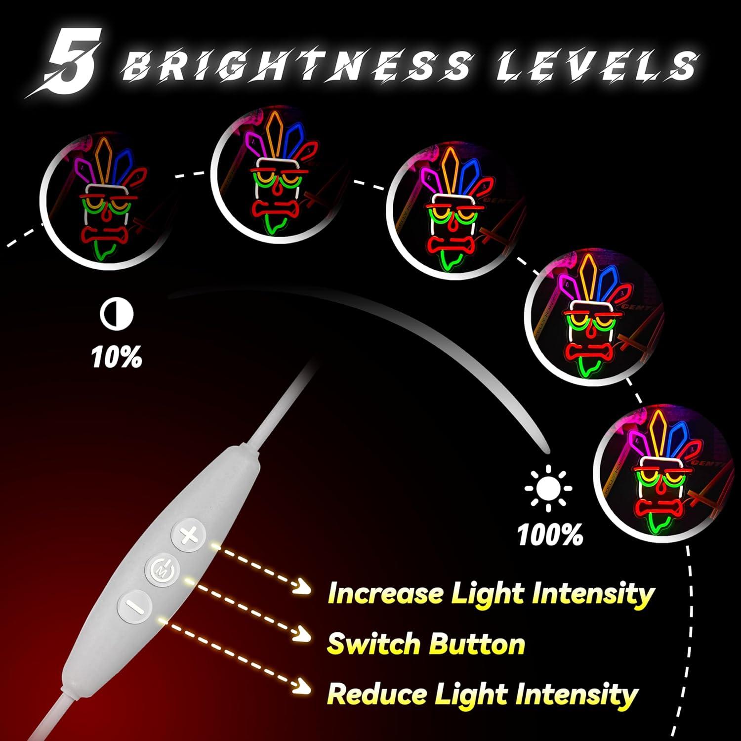 Letrero de Neón LED WAMPUTO Tiki Bar 38.1x21.1 cm USB