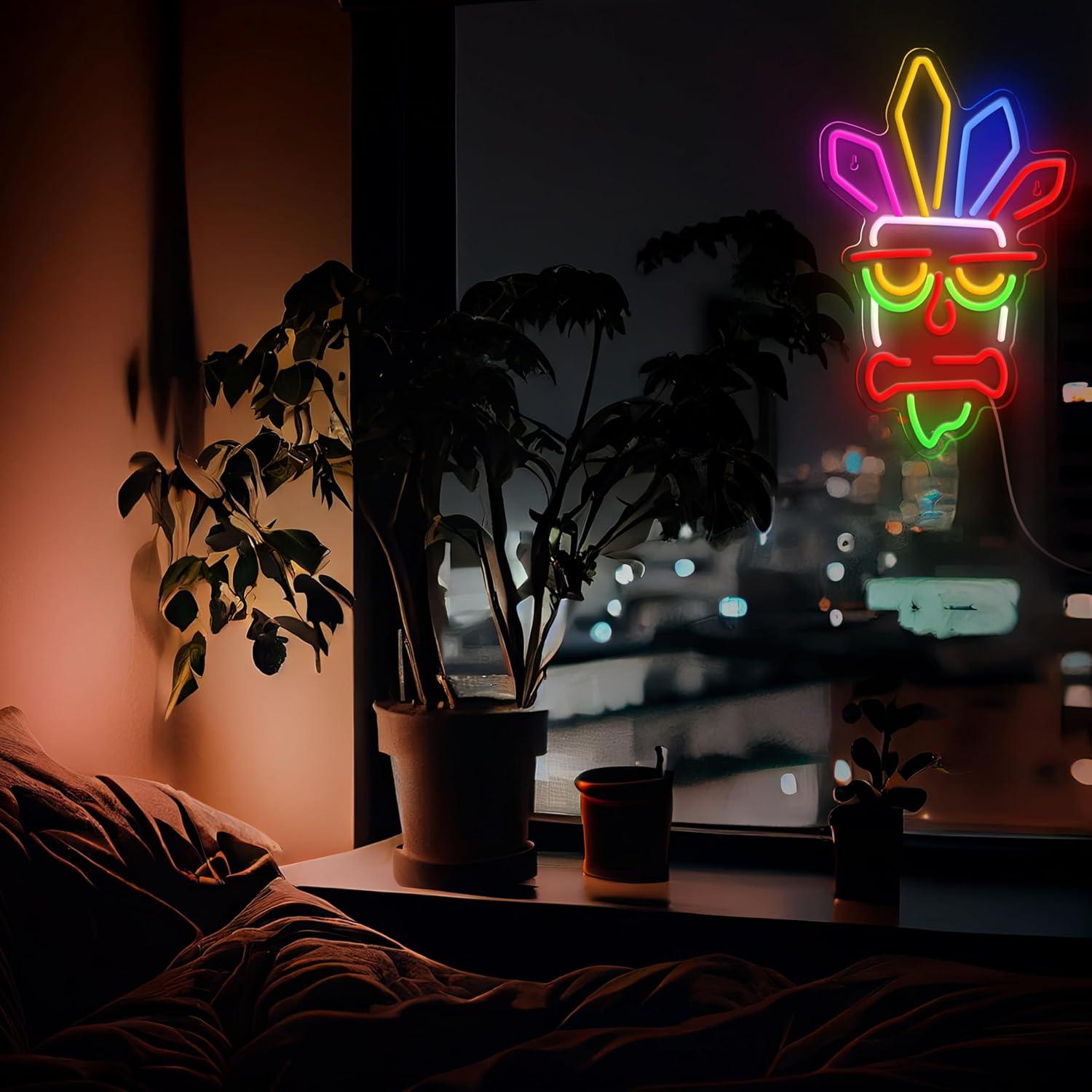 Letrero de Neón LED WAMPUTO Tiki Bar 38.1x21.1 cm USB