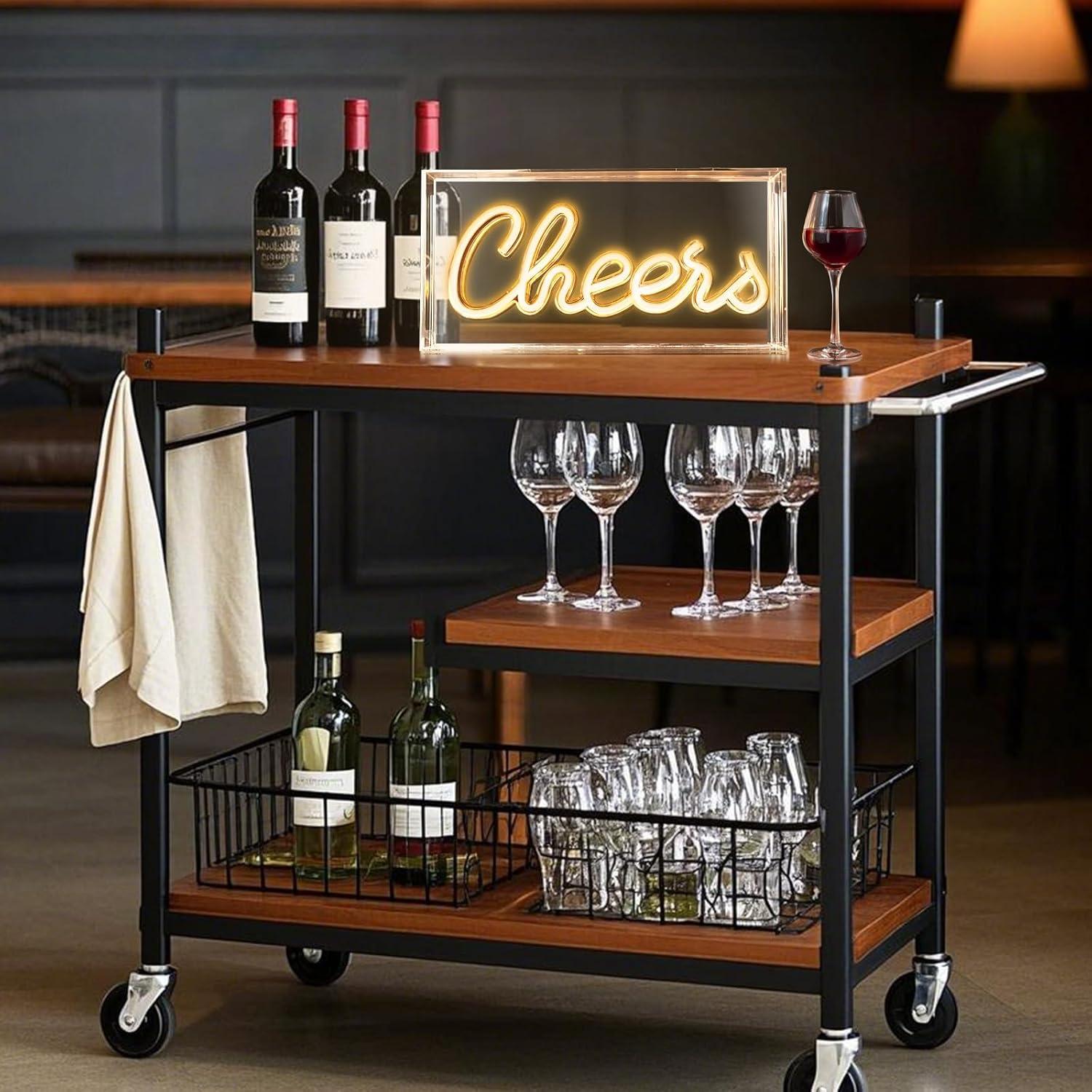 Cheers Neon Sign, USB LED Desk Lightbox Cheers Sign with ON/OFF Switch, 3D Neon Light up Sign for Table Decor, Wall Decor, Bar, Pub, Bachelorette Party (Warm White)