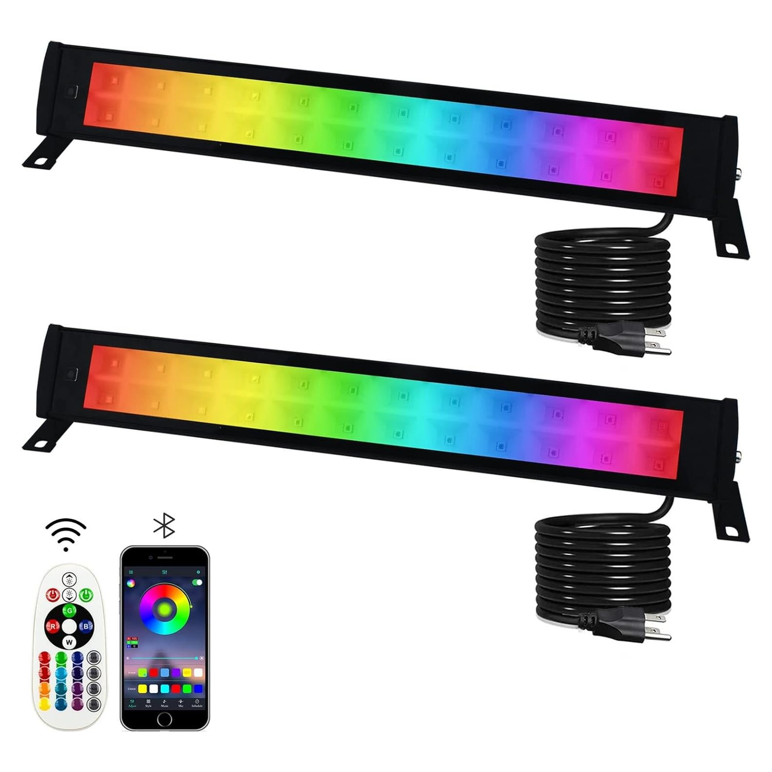 2 Pack 50W RGB Wall Washer, Stage Wash Light Bar, RGB Light Bar for Hotel, Billboard, Building, Commercial, Birthday Party, Garden, Stage Lighting, Wall Display