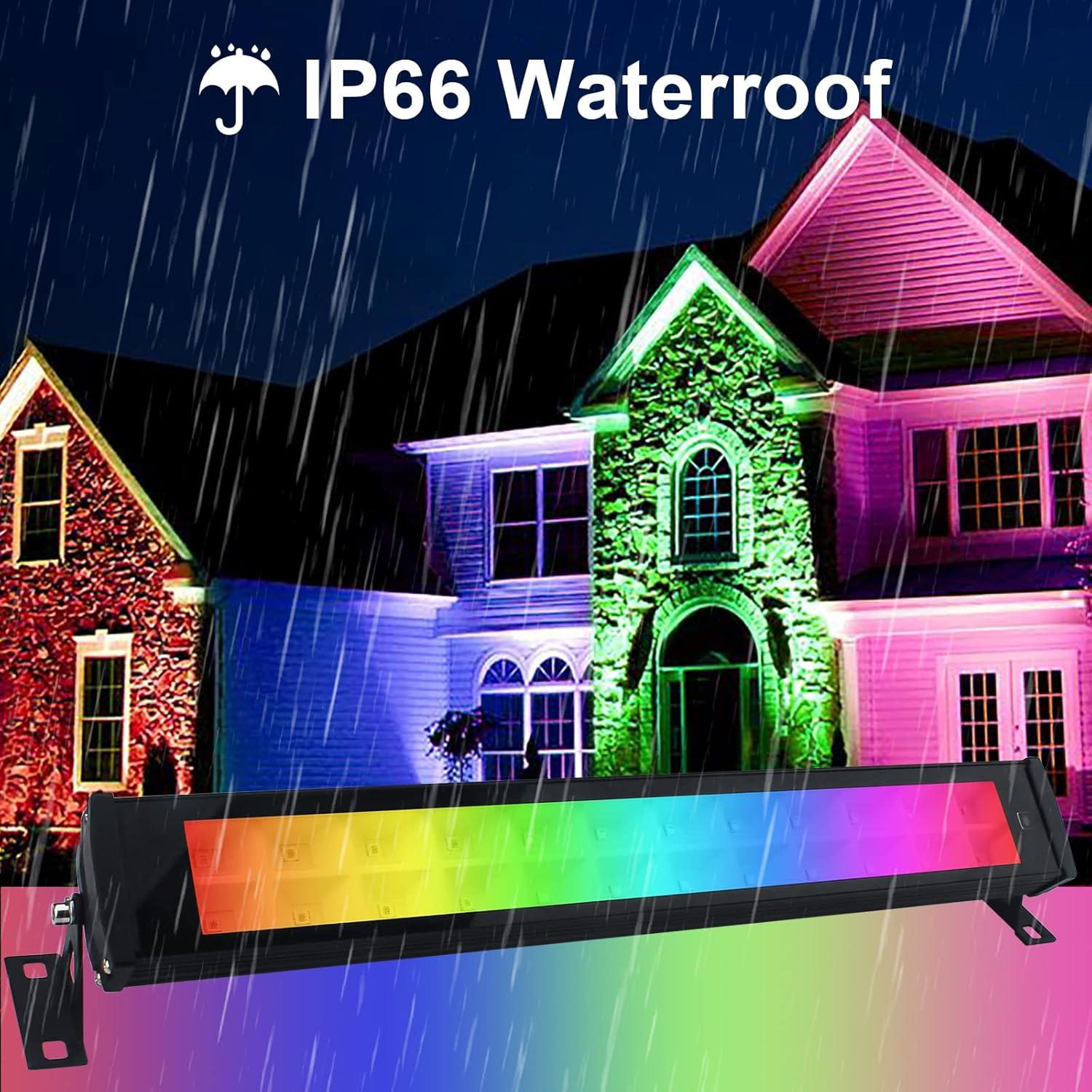 2 Pack 50W RGB Wall Washer, Stage Wash Light Bar, RGB Light Bar for Hotel, Billboard, Building, Commercial, Birthday Party, Garden, Stage Lighting, Wall Display