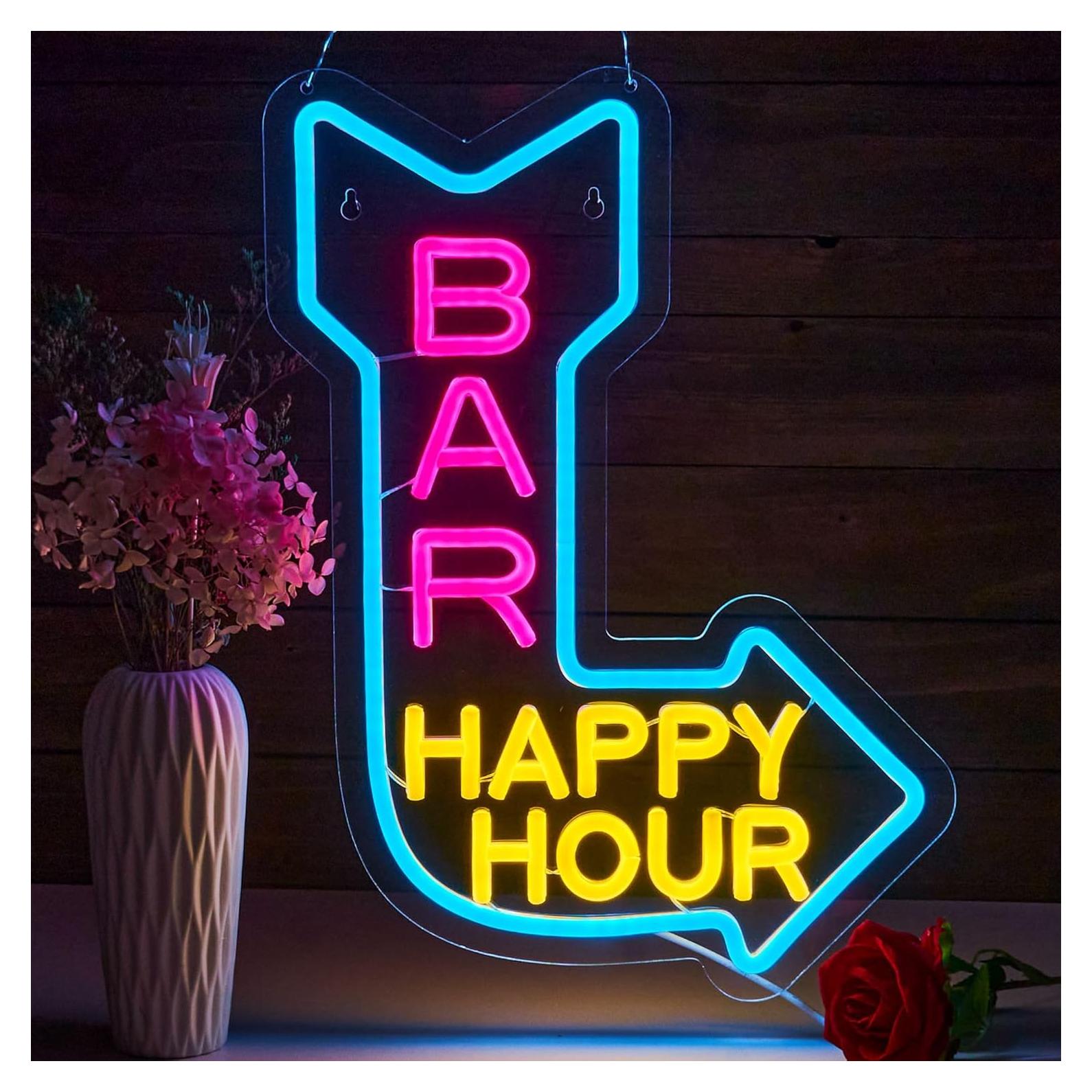 Cartel de Neón LED Happy Hour VarLietin 42x31 cm para Pared