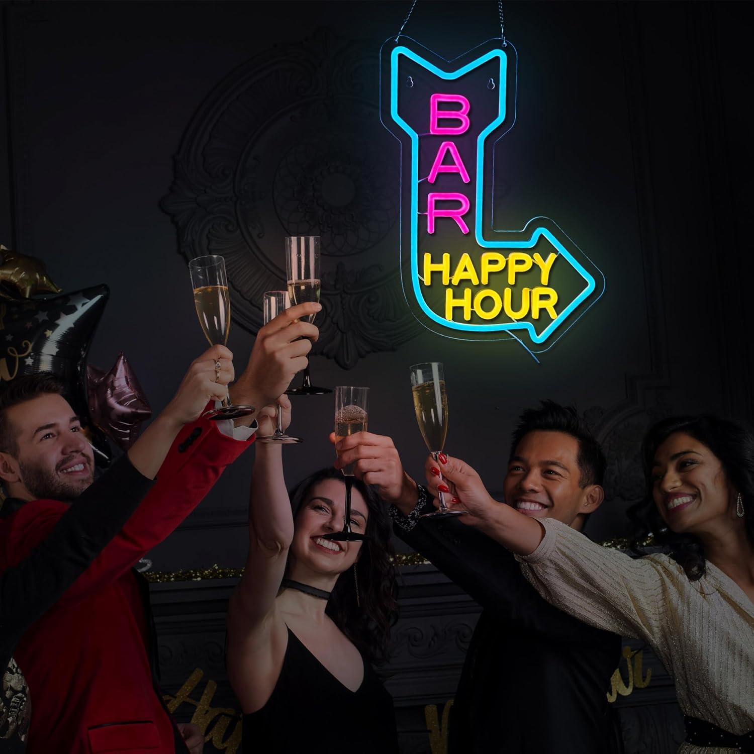 Cartel de Neón LED Happy Hour VarLietin 42x31 cm para Pared