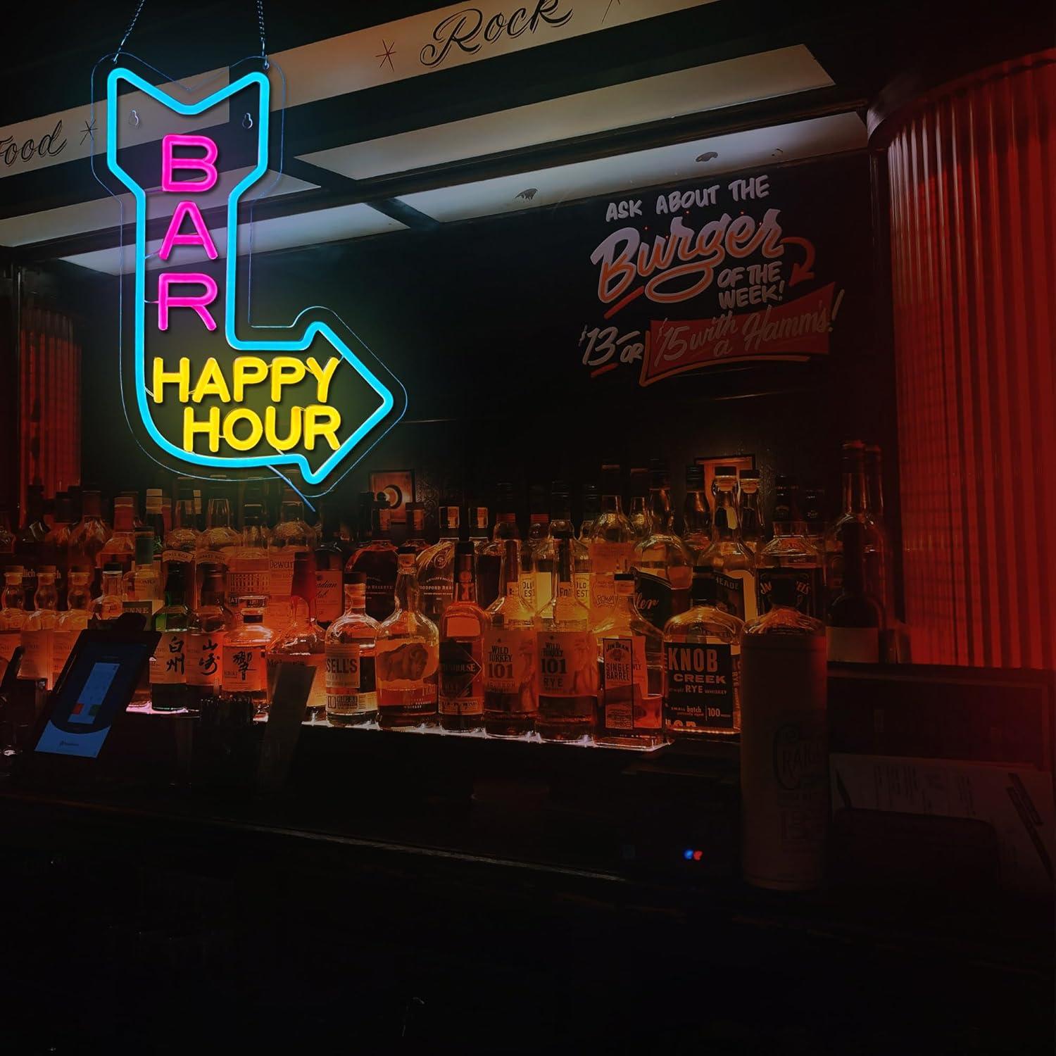 Cartel de Neón LED Happy Hour VarLietin 42x31 cm para Pared