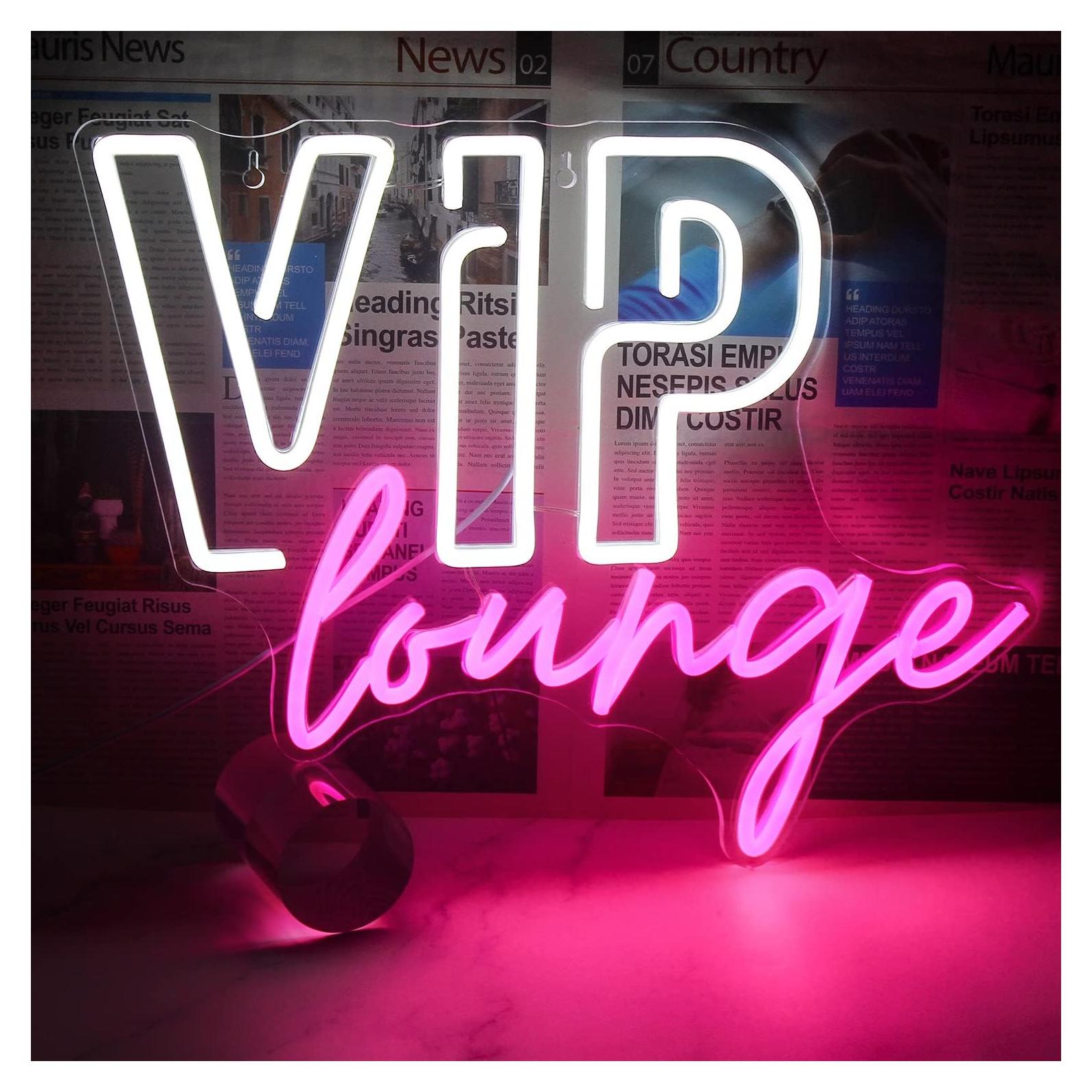 Cartel de Neón Lounge VIP Horseneon Rosa y Blanco 32x42cm