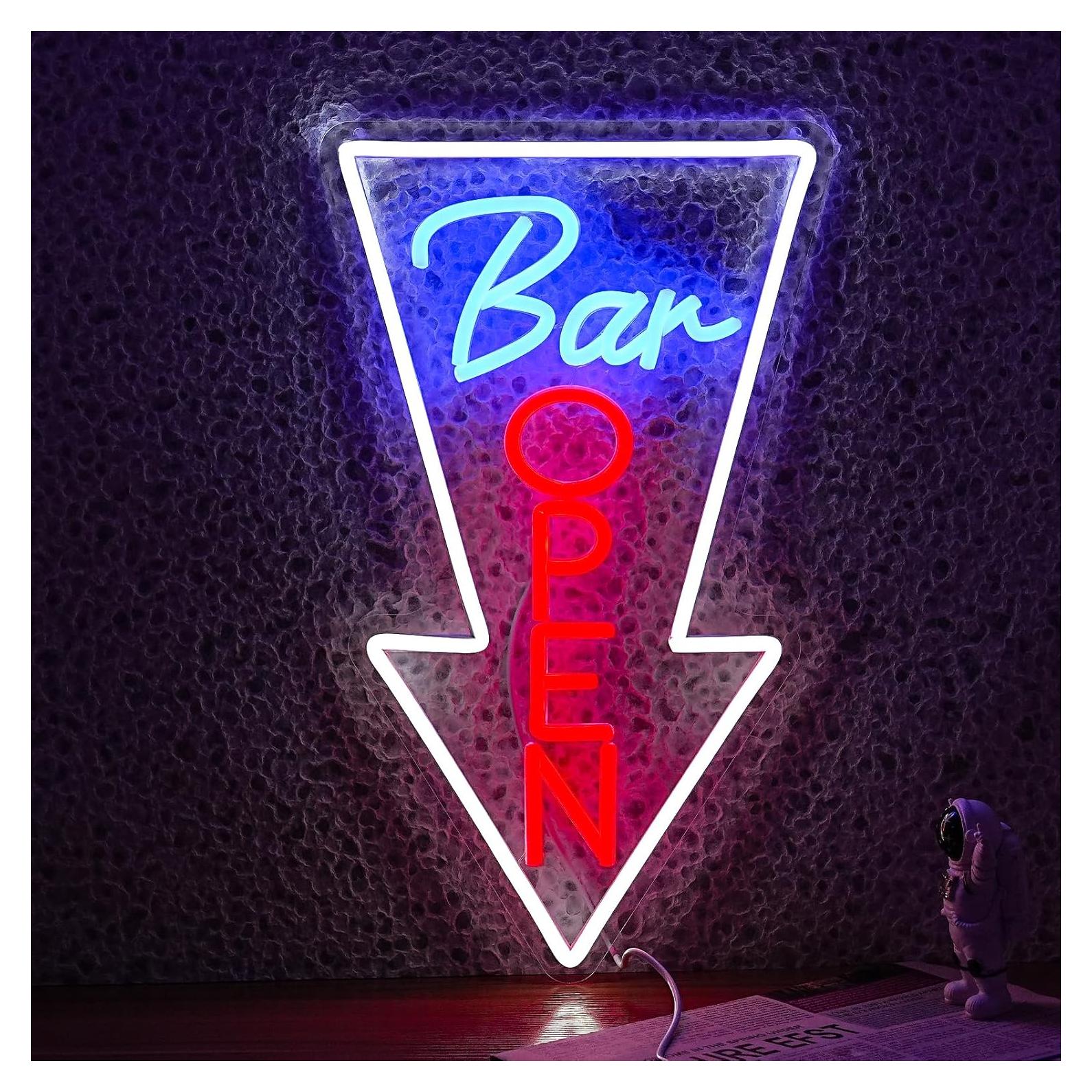 Cartel de Neón Abierto LED JLEWUINH 42x25 cm Verde Rojo Blanco