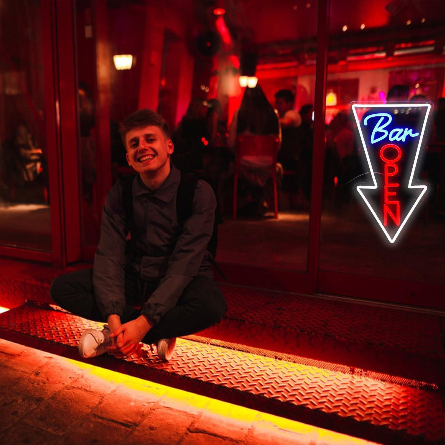 Cartel de Neón Abierto LED JLEWUINH 42x25 cm Verde Rojo Blanco