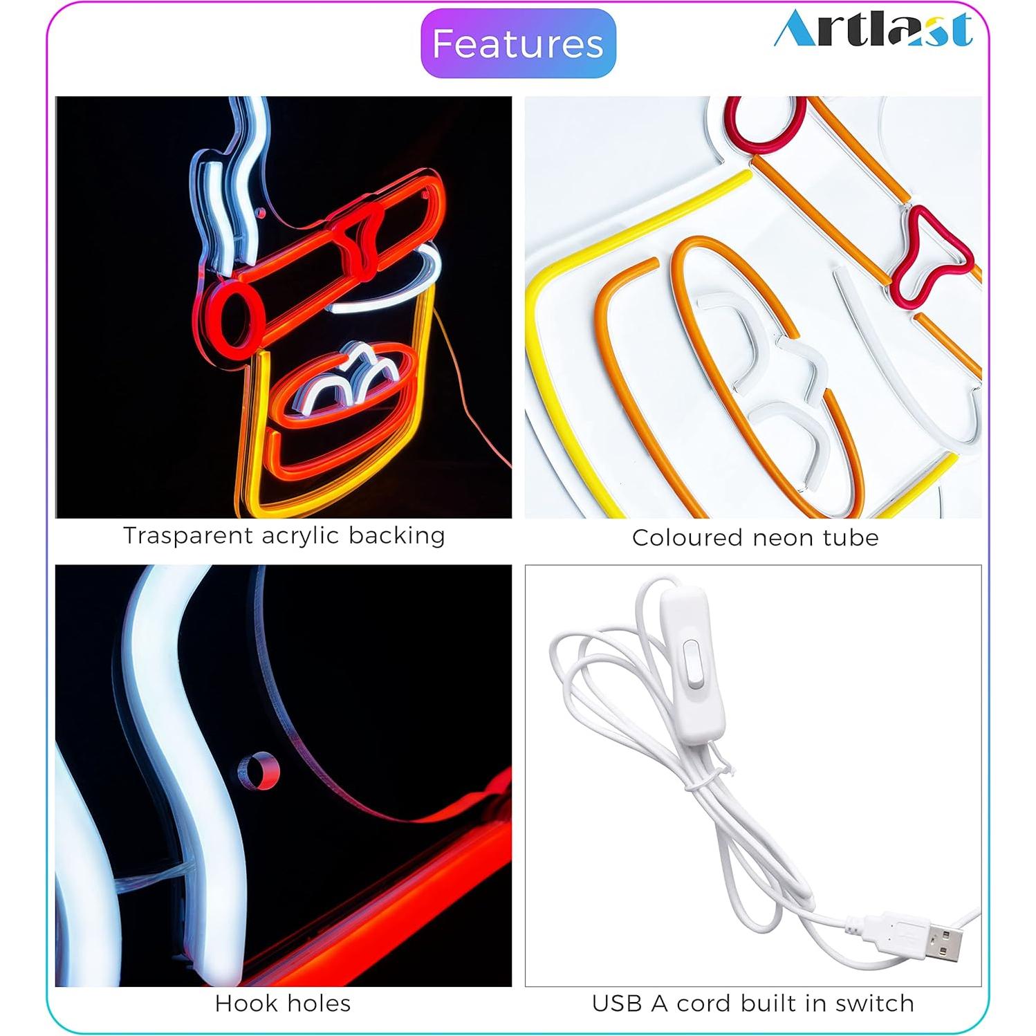 Cartel de Neón Artlast Cigarrillos y Alcohol 36x31.5cm LED
