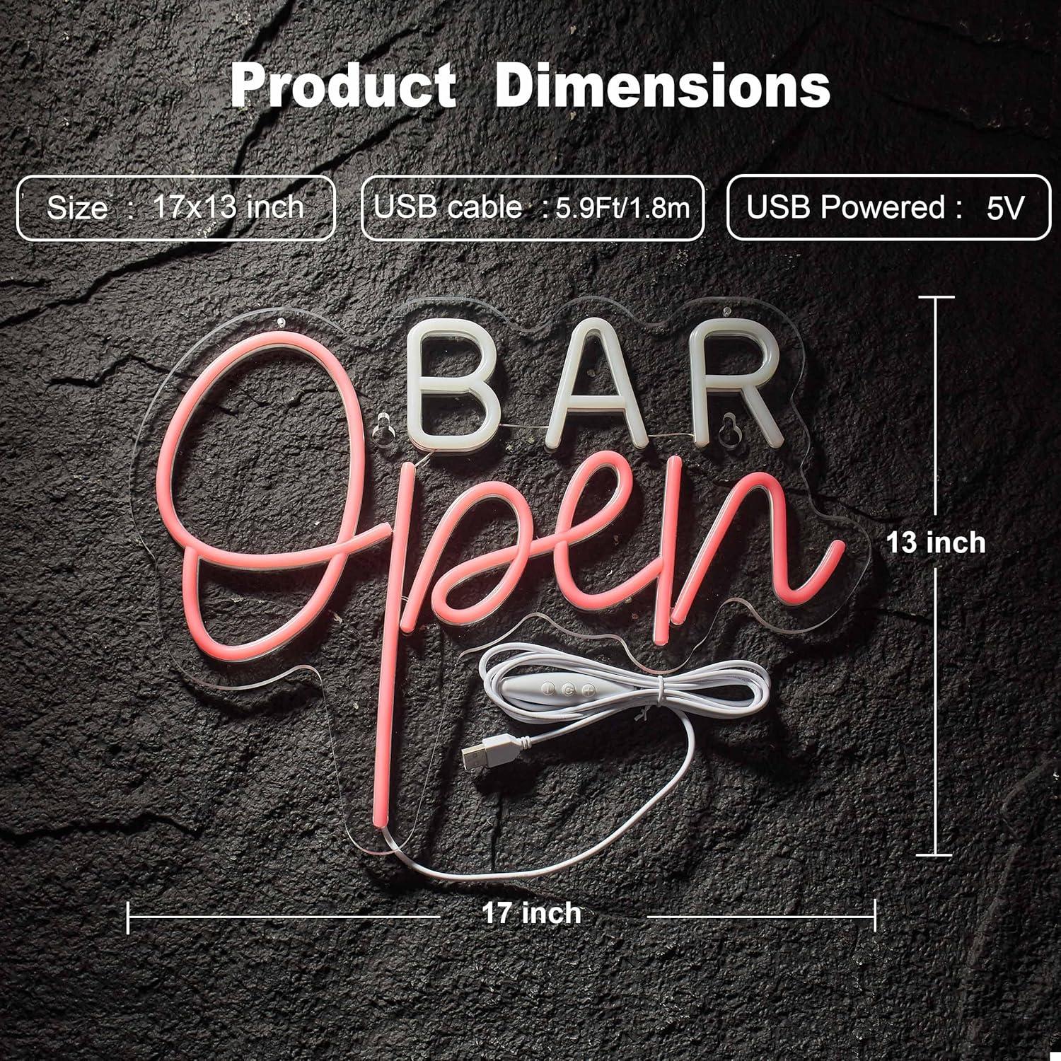 Cartel de Neón Abierto LED Hoyoelec 40x33cm Rosa y Blanco