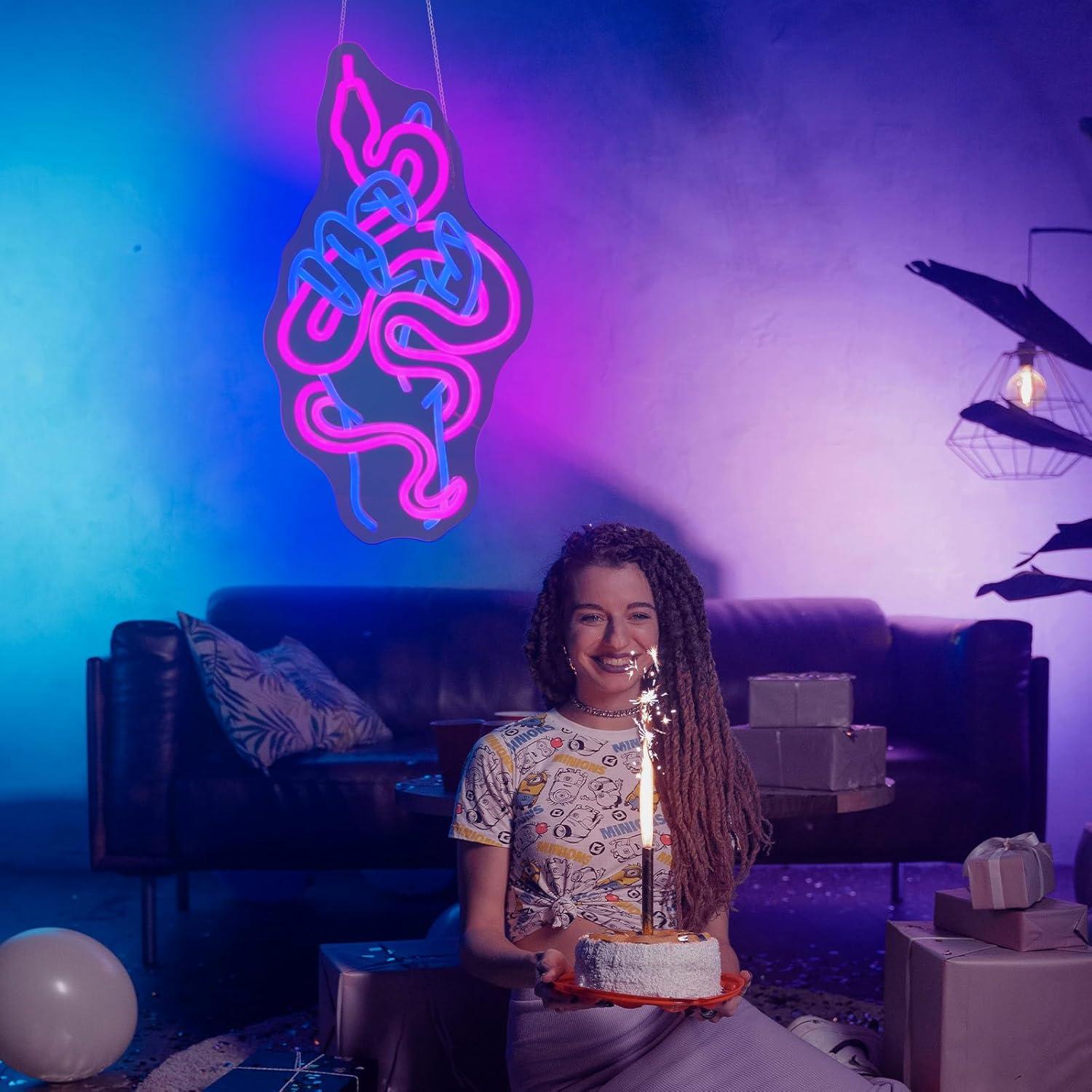 Luz de Neón LED Serpiente Whfobfe 42x22.7cm USB Decorativa