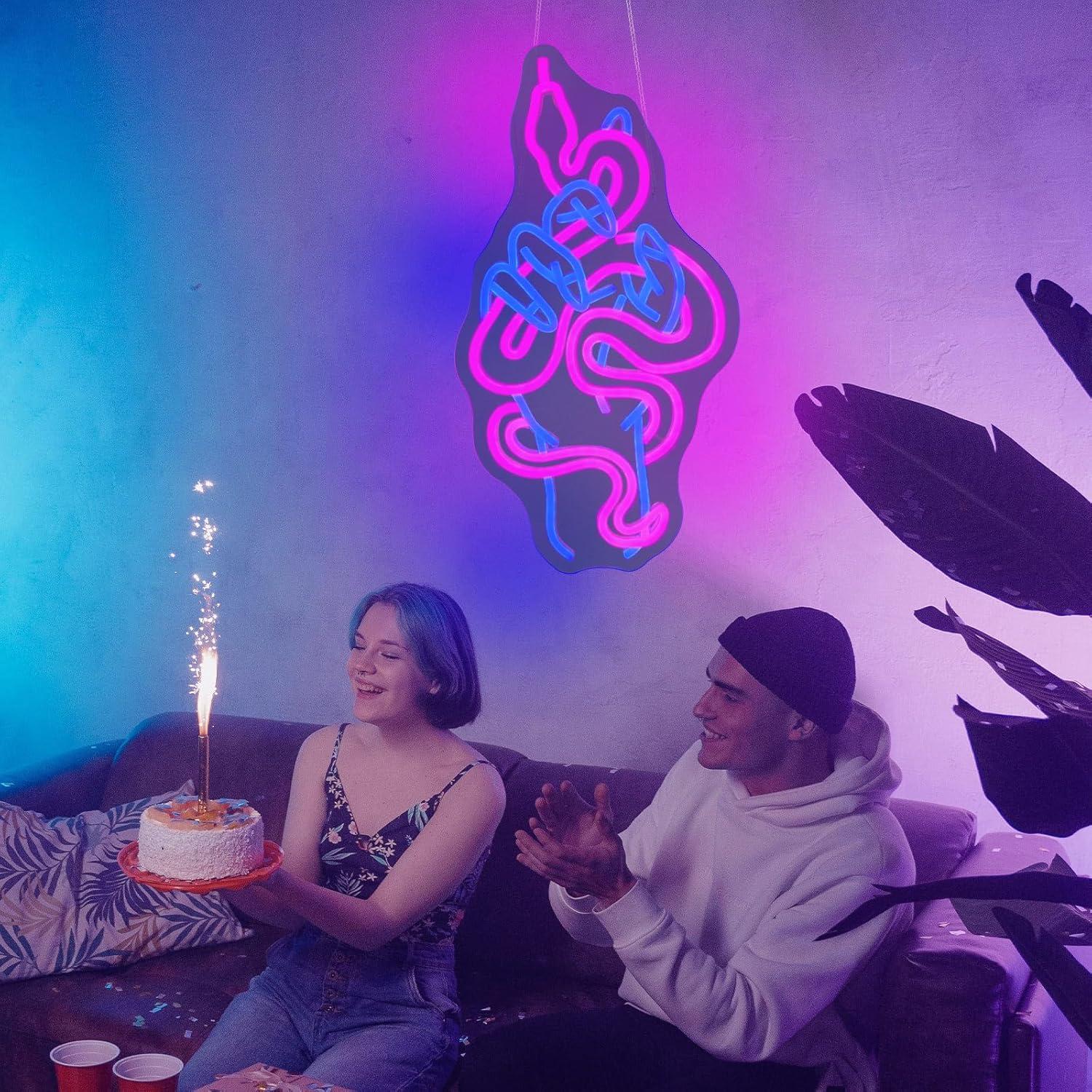 Luz de Neón LED Serpiente Whfobfe 42x22.7cm USB Decorativa