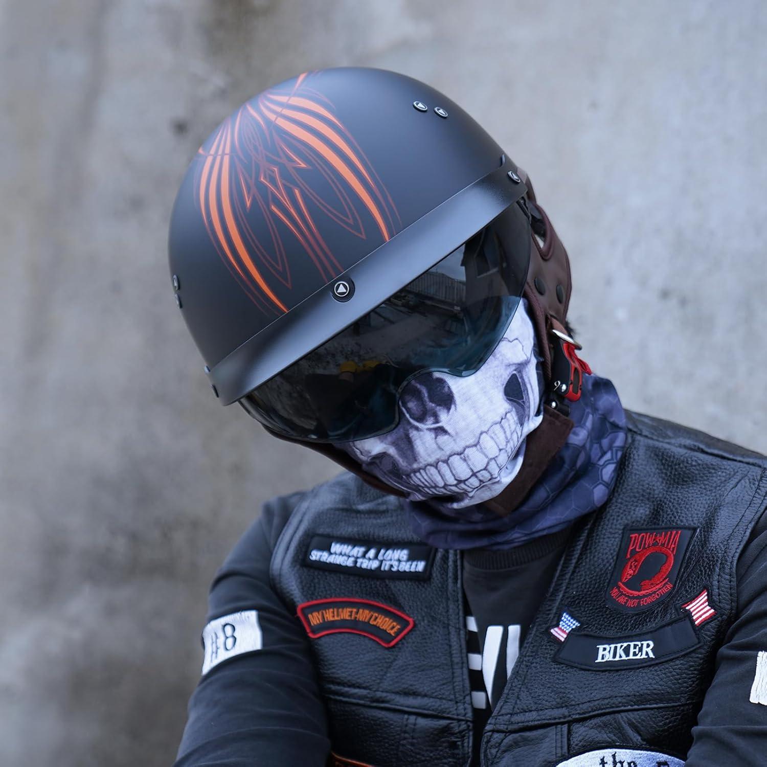 Casco de motocicleta JQF Gear MM107 Retro XXL con visera