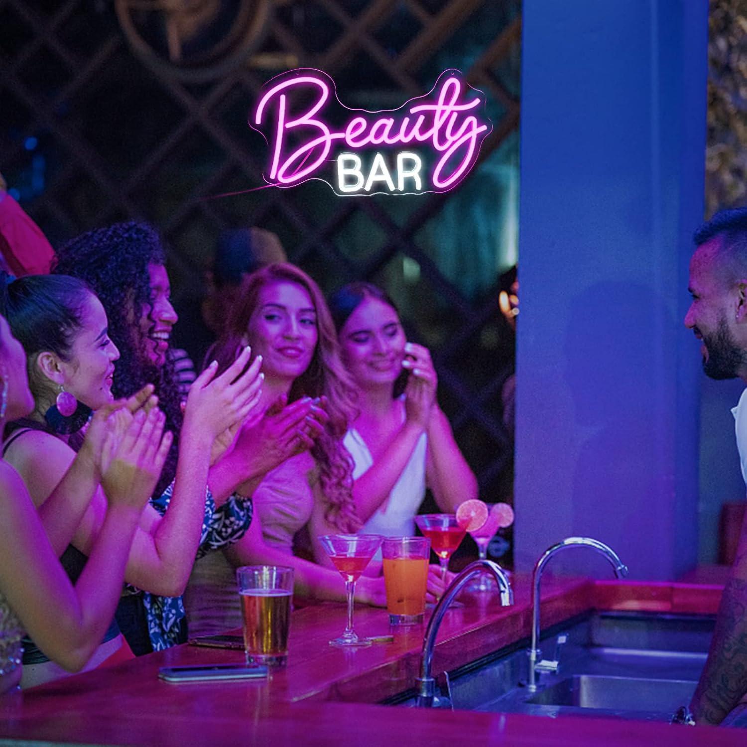 Cartel de Neón LED Beauty Bar Rosa 41.9x29.2 cm Decoración