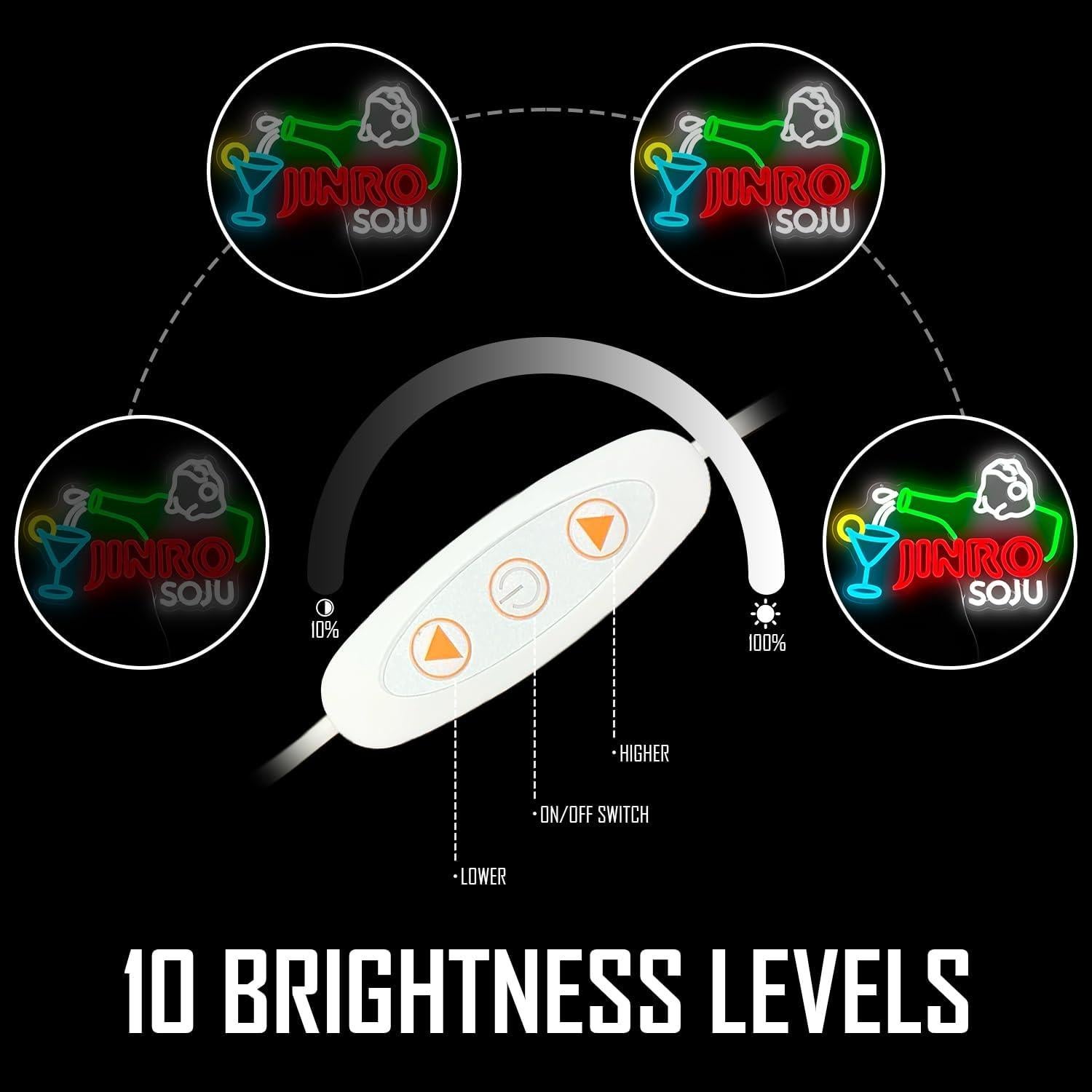 Letrero de Neón Jinro Soju Dimmable 25.5x38 cm para Bar