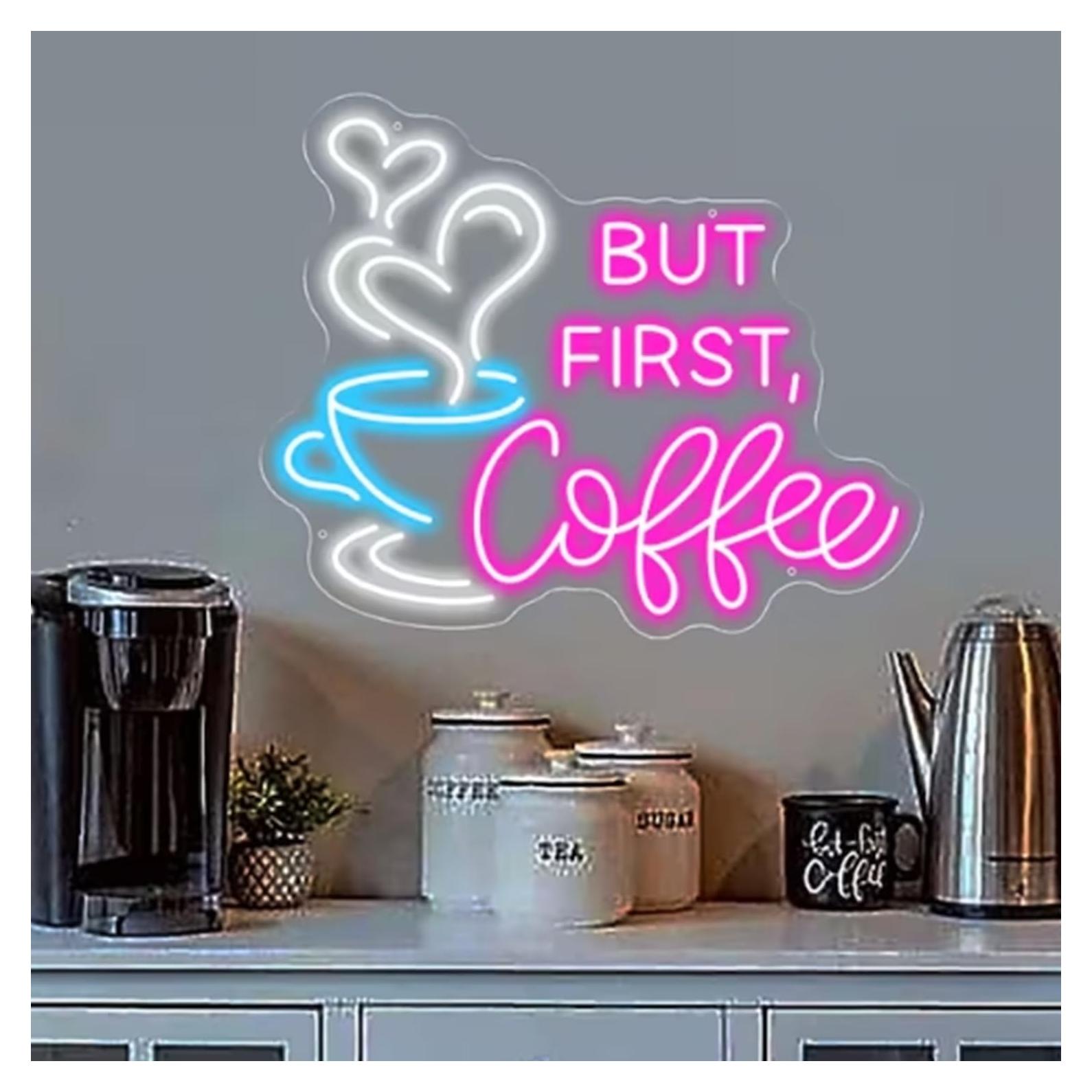 Letrero Neón Rosa Pero Primero Café 35.5x28.7cm USB Regulable