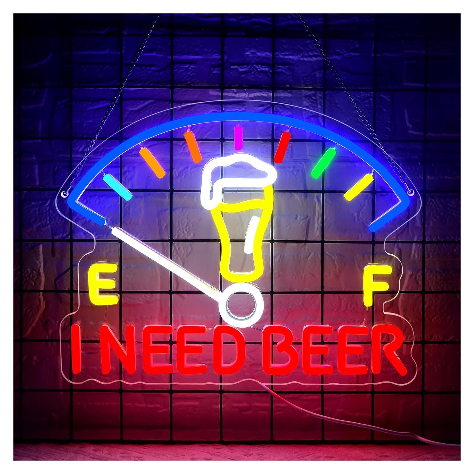 Letrero de Neón Necesito Cerveza Fuzuneli 29.5x35.1 cm