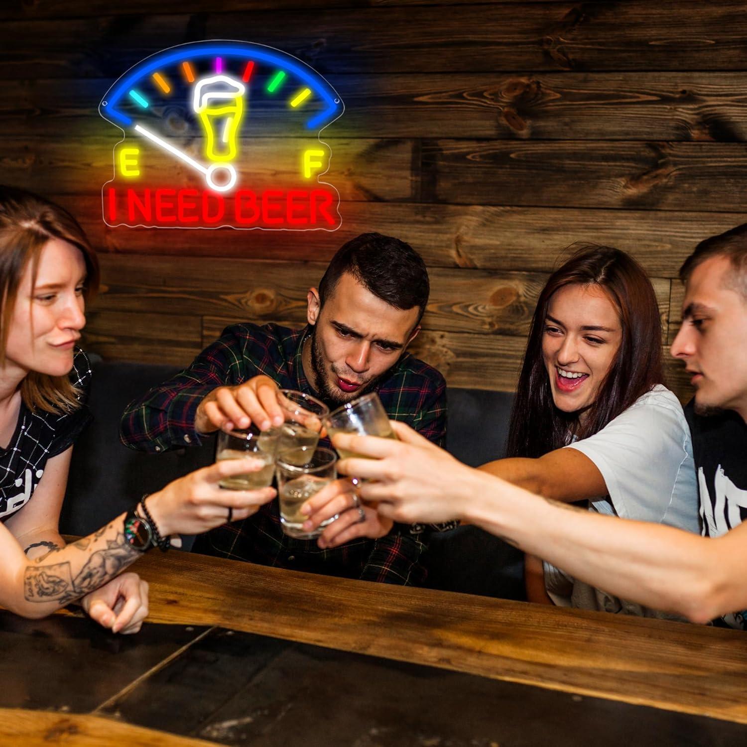 Letrero de Neón Necesito Cerveza Fuzuneli 29.5x35.1 cm
