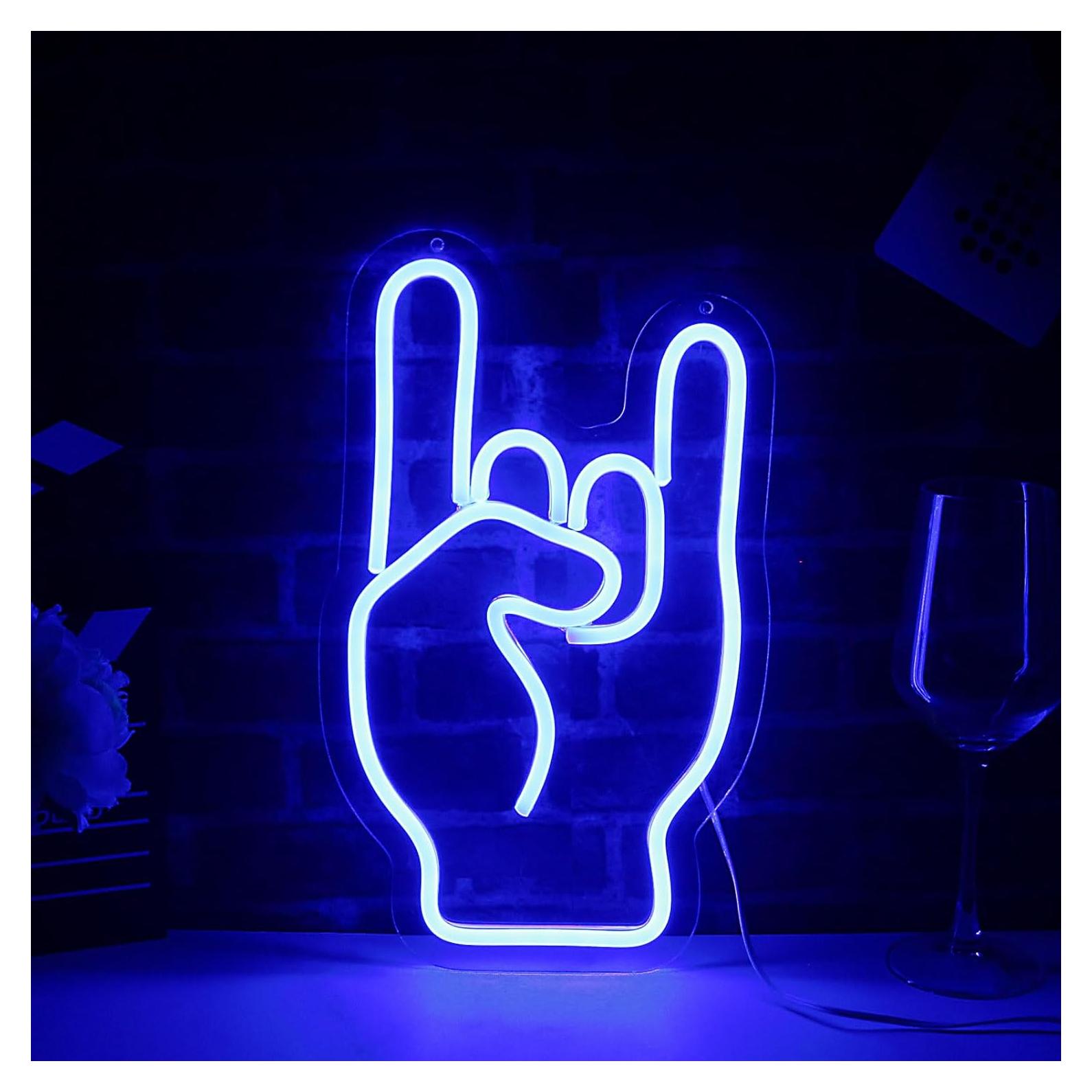 Luz de Neón LED Rock on Hand LeDigPig 35.56x21.34 cm Ajustable