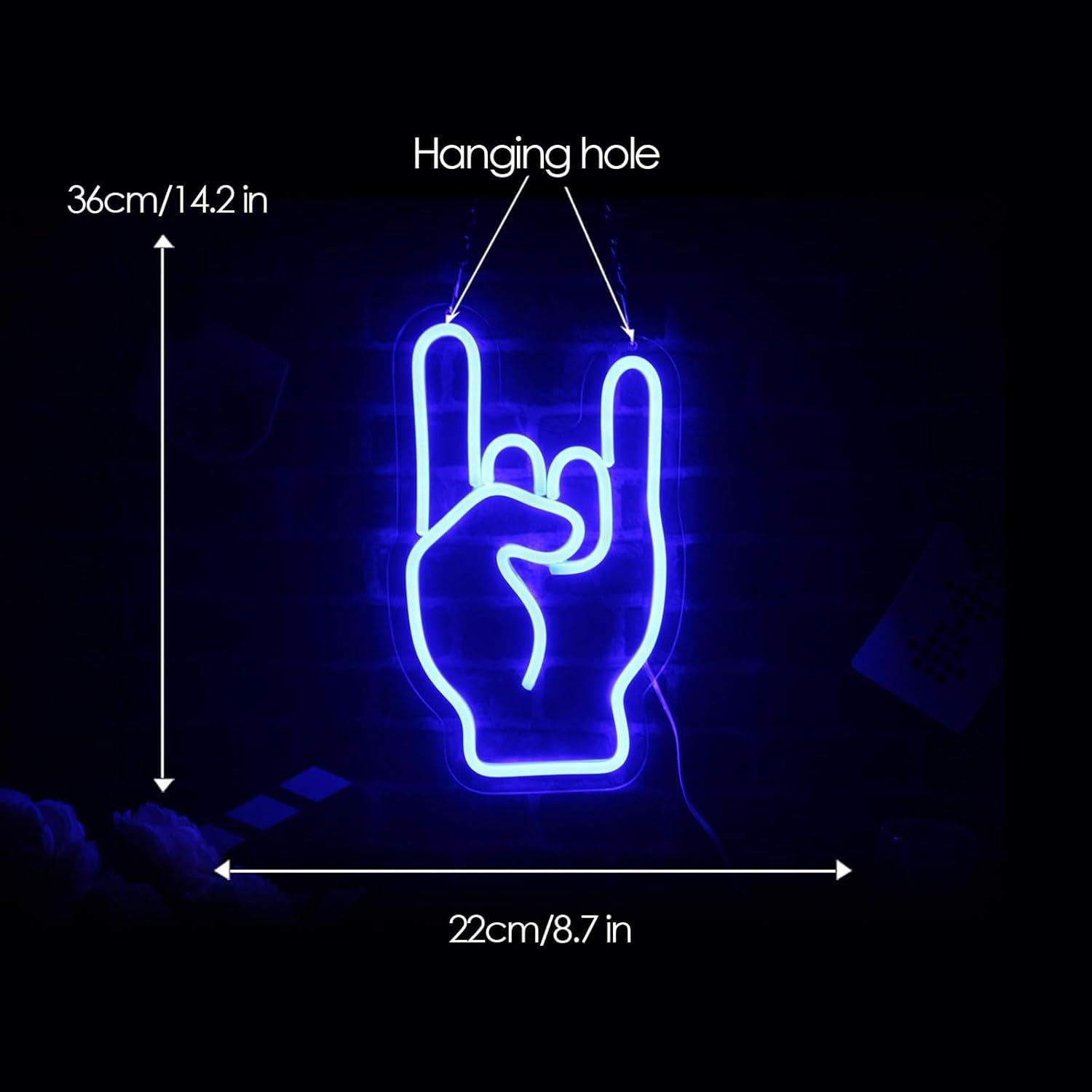 Luz de Neón LED Rock on Hand LeDigPig 35.56x21.34 cm Ajustable