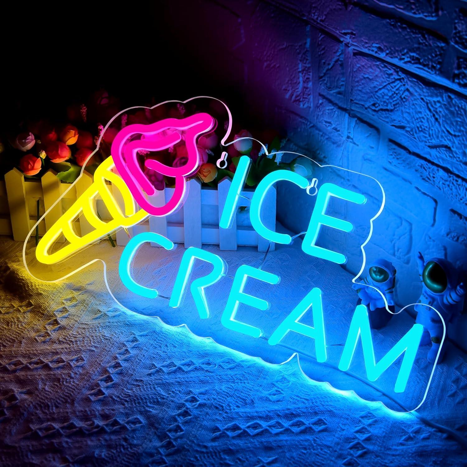 Letrero de Neón de Helado LED Attneon 40.9x21.1 cm Decoración