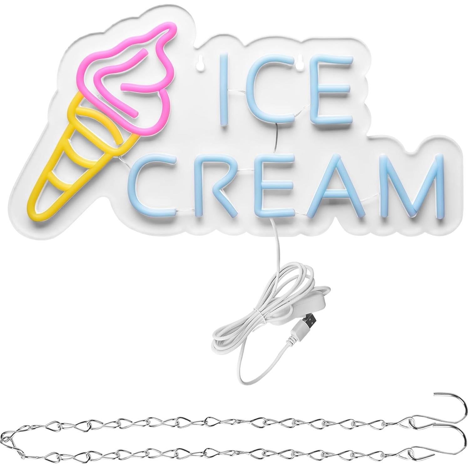Letrero de Neón de Helado LED Attneon 40.9x21.1 cm Decoración
