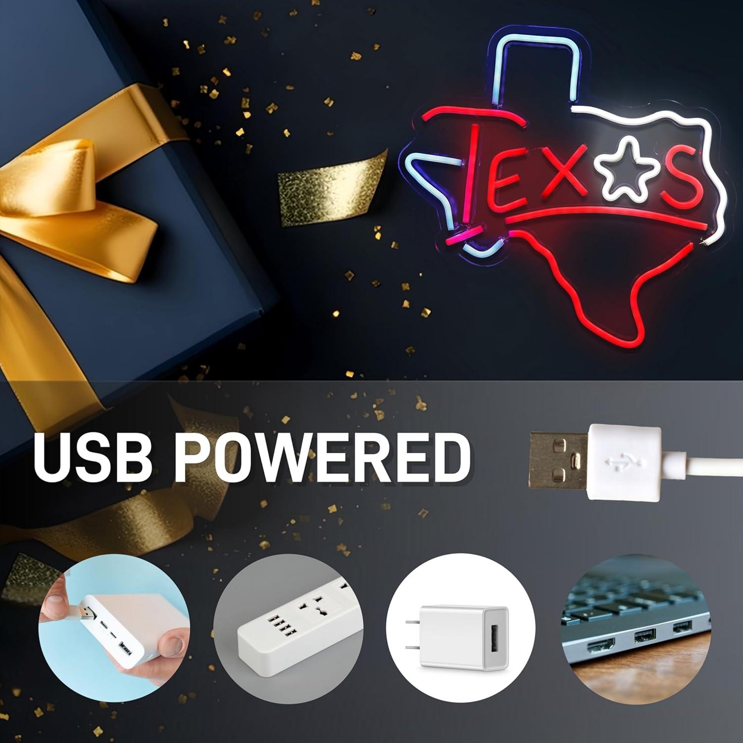 Letrero de Neón LED Texas Cuerno Largo 32x30 cm LeDigPig