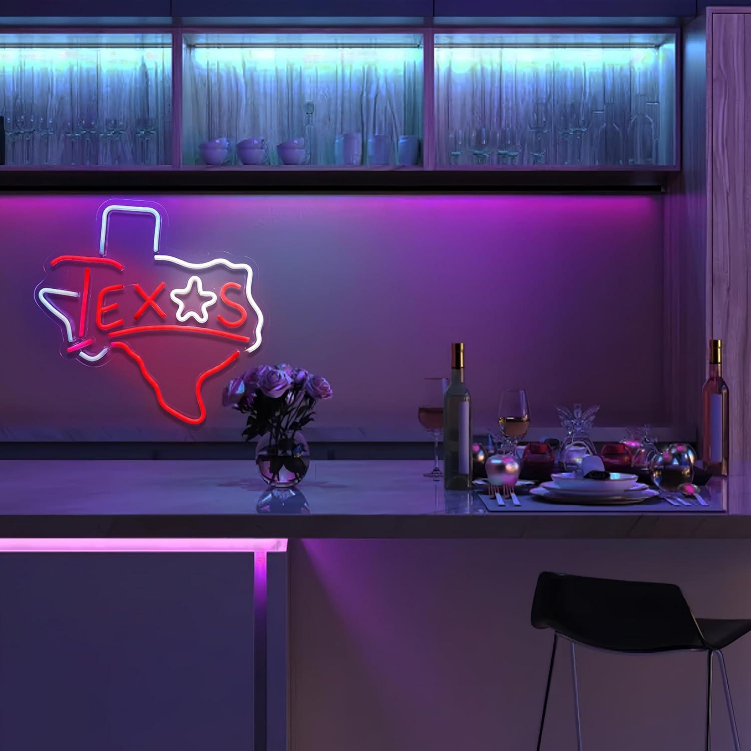 Letrero de Neón LED Texas Cuerno Largo 32x30 cm LeDigPig